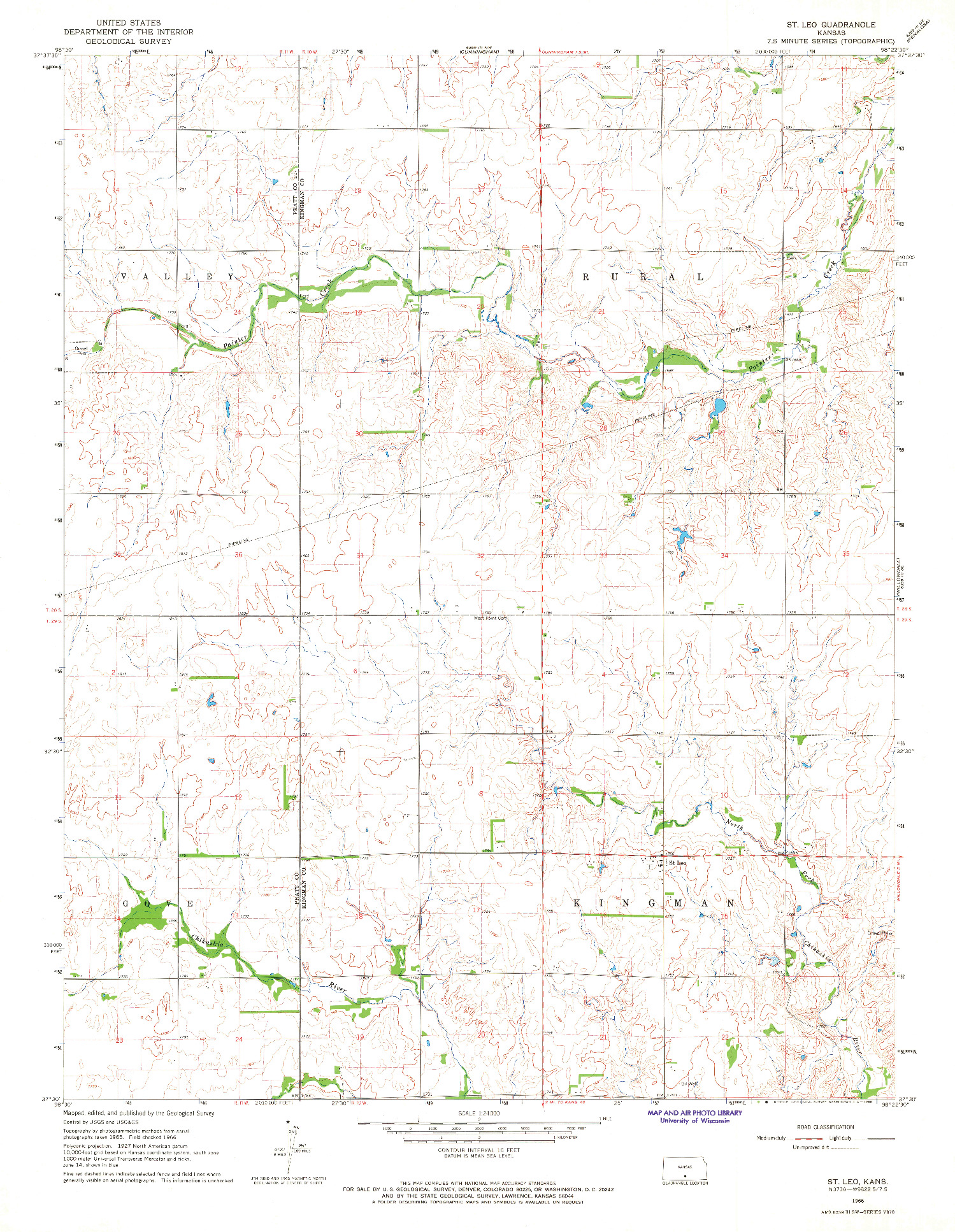 USGS 1:24000-SCALE QUADRANGLE FOR ST LEO, KS 1966