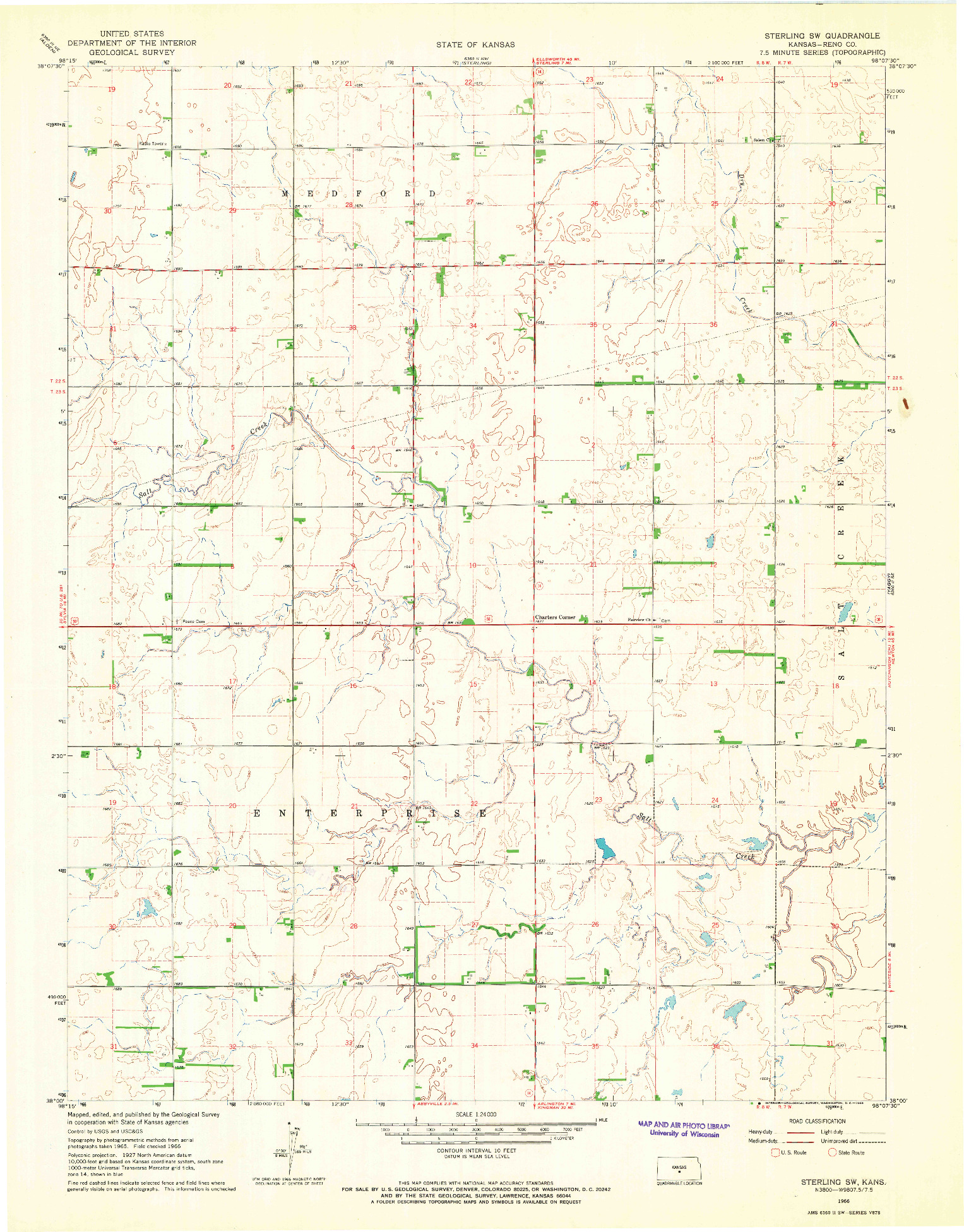 USGS 1:24000-SCALE QUADRANGLE FOR STERLING SW, KS 1966