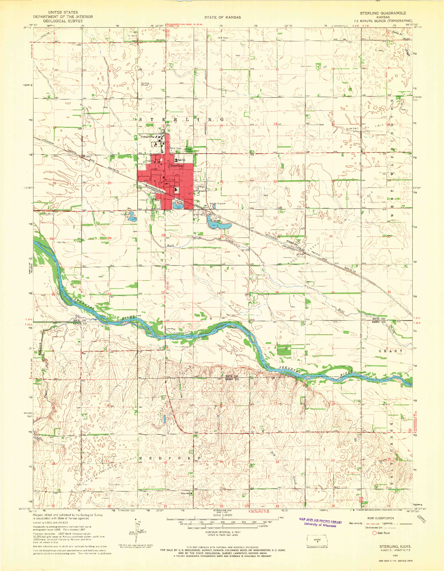 USGS 1:24000-SCALE QUADRANGLE FOR STERLING, KS 1967