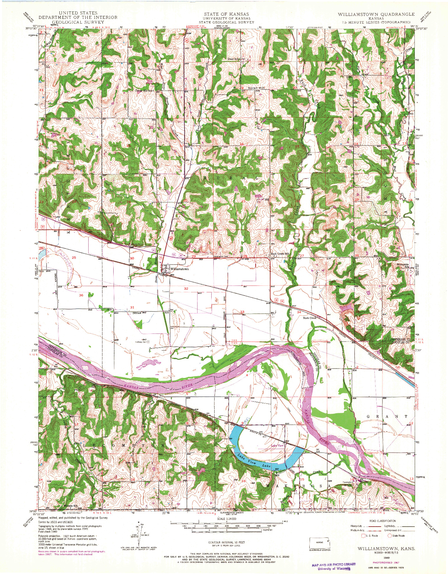 USGS 1:24000-SCALE QUADRANGLE FOR WILLIAMSTOWN, KS 1949