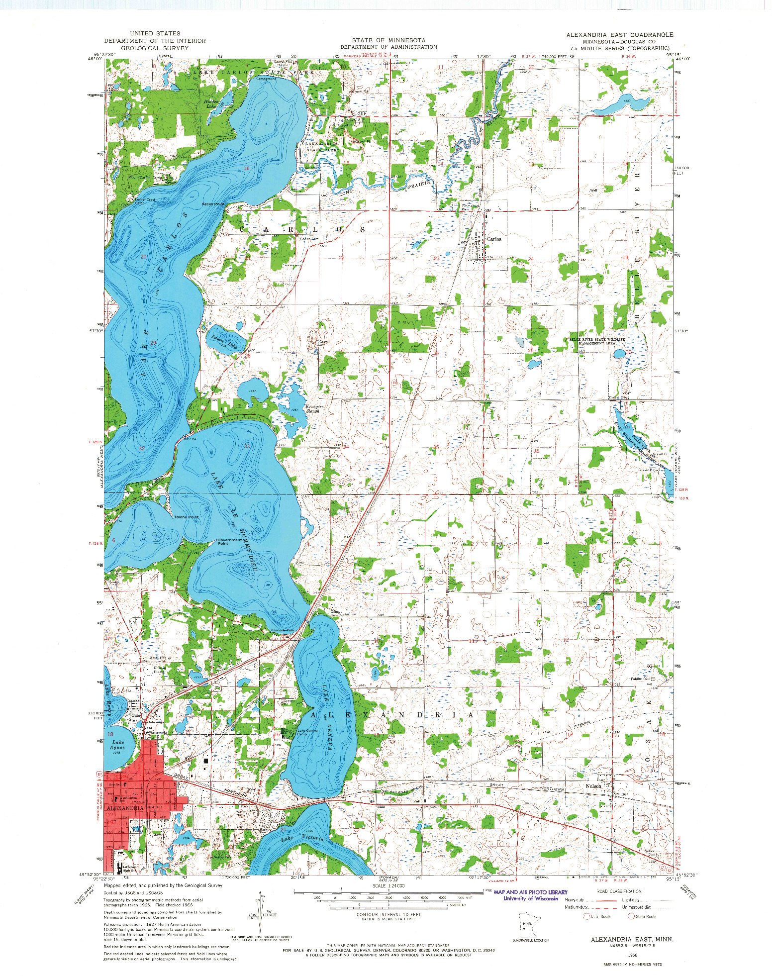 USGS 1:24000-SCALE QUADRANGLE FOR ALEXANDRIA EAST, MN 1966