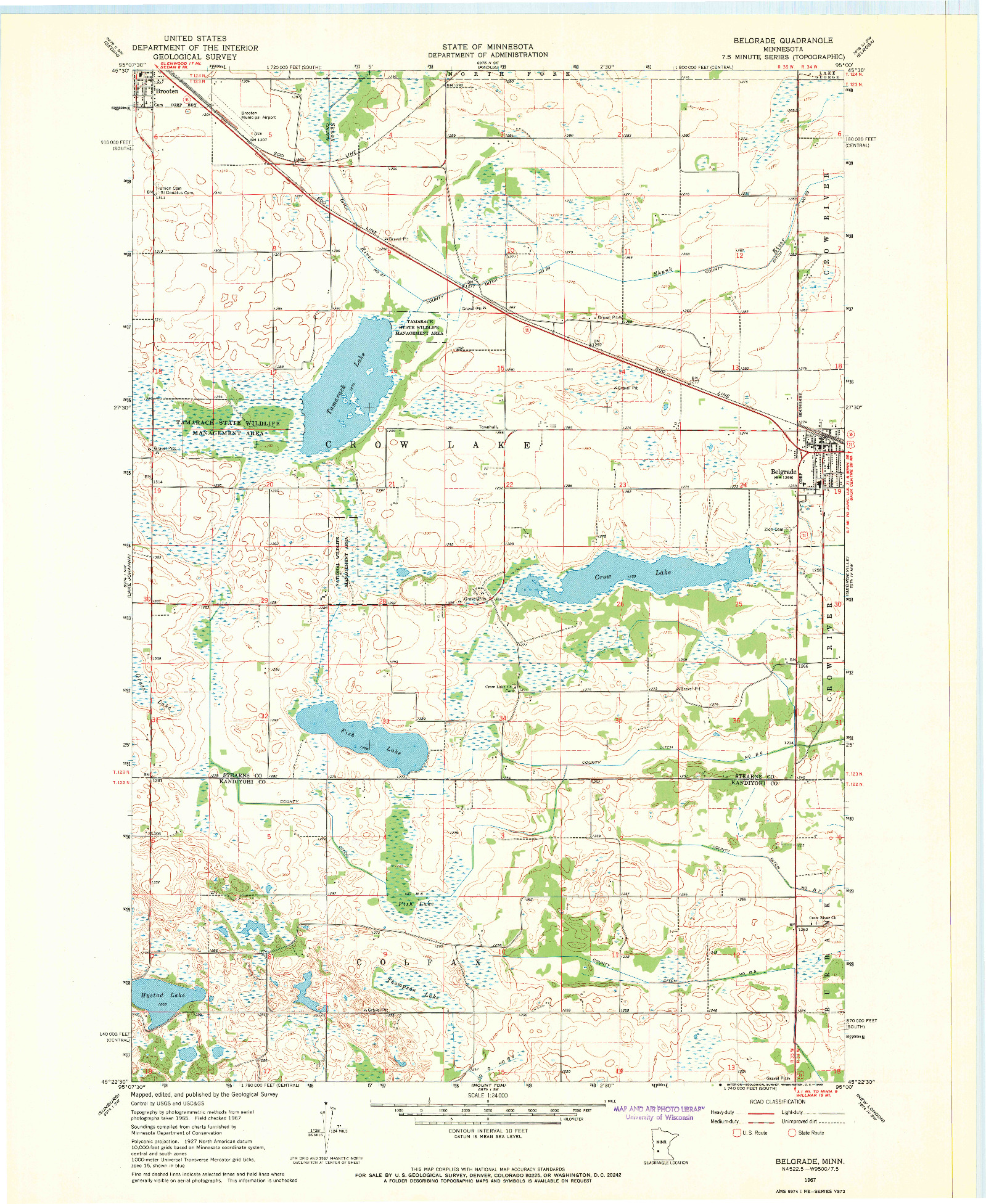 USGS 1:24000-SCALE QUADRANGLE FOR BELGRADE, MN 1967