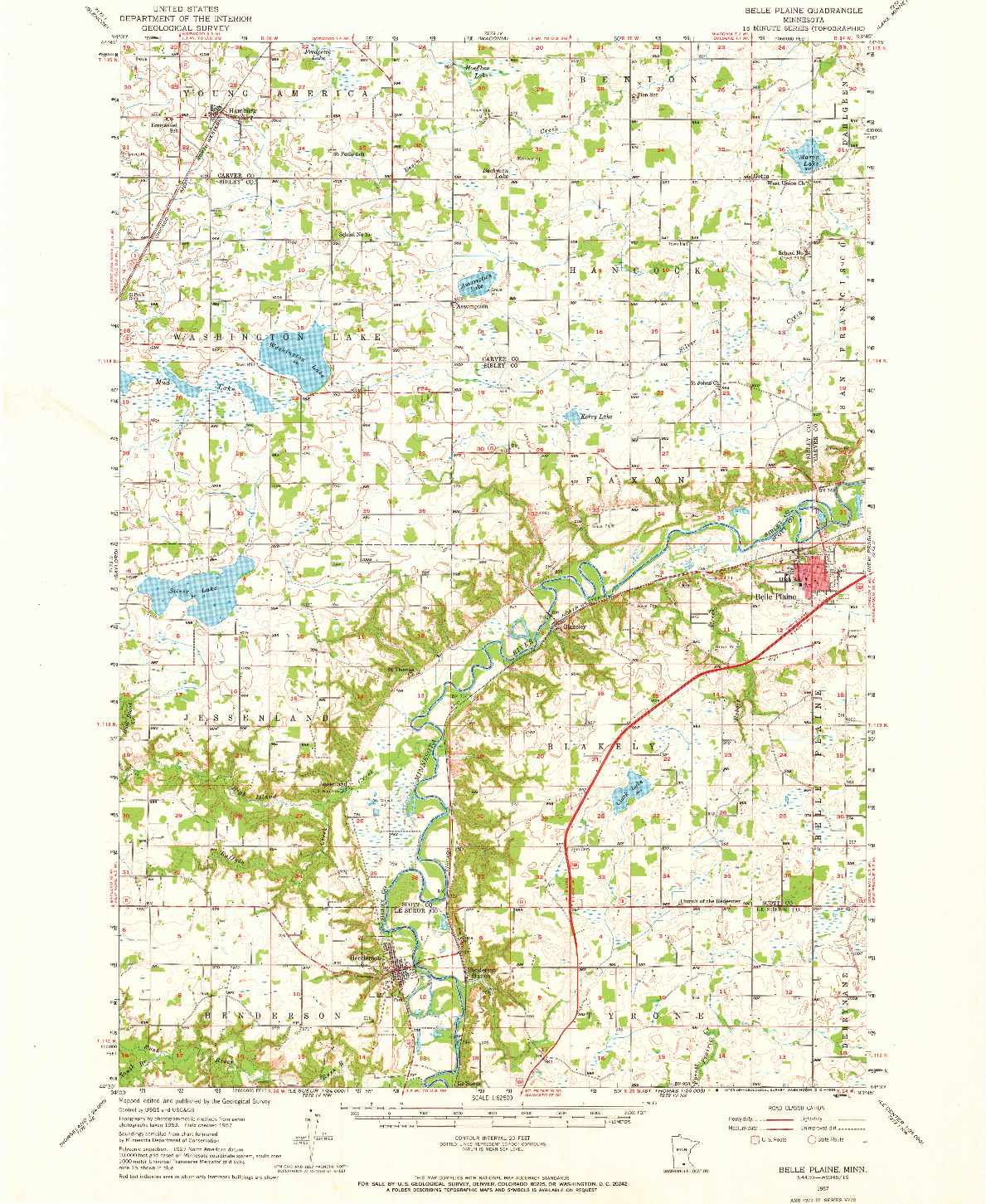 USGS 1:62500-SCALE QUADRANGLE FOR BELLE PLAINE, MN 1957