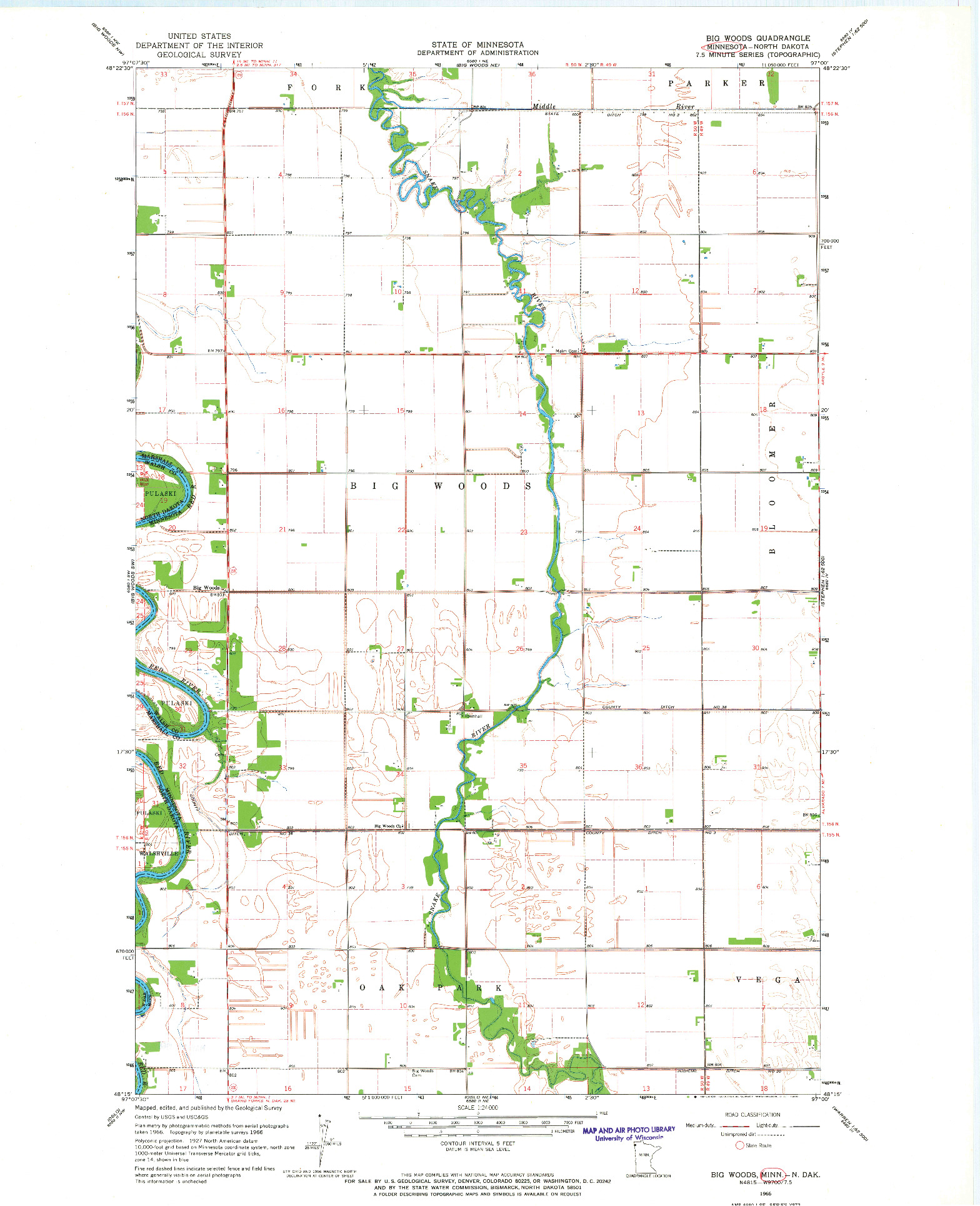 USGS 1:24000-SCALE QUADRANGLE FOR BIG WOODS, MN 1966