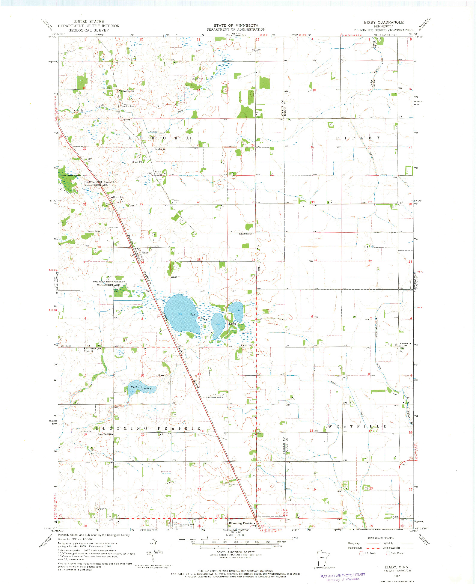 USGS 1:24000-SCALE QUADRANGLE FOR BIXBY, MN 1967