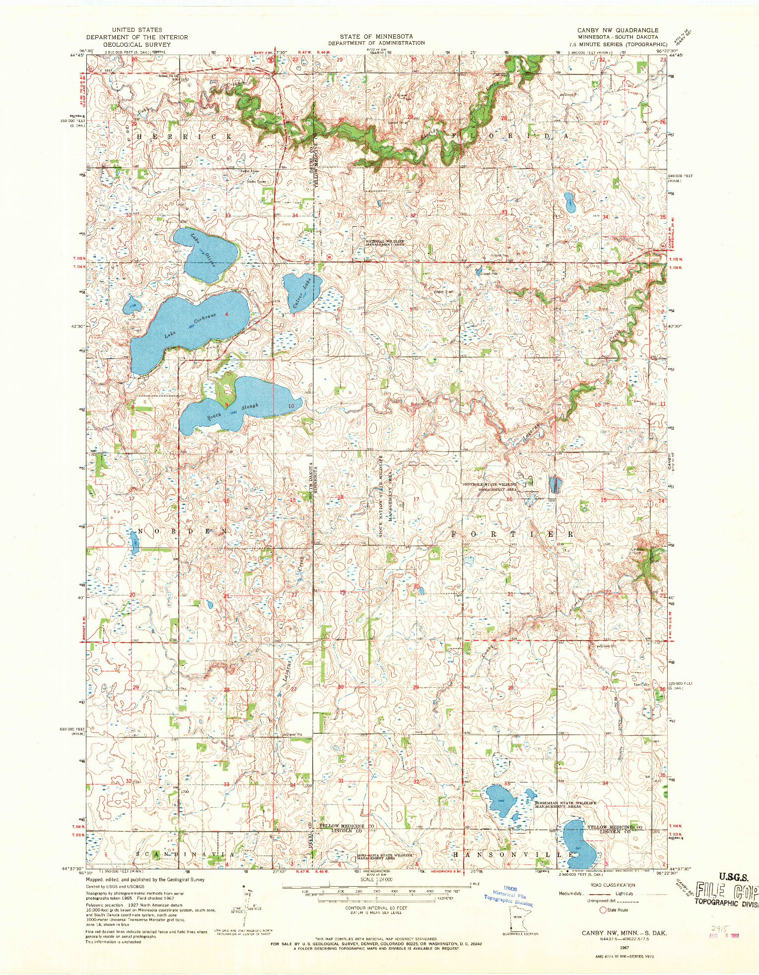USGS 1:24000-SCALE QUADRANGLE FOR CANBY NW, MN 1967