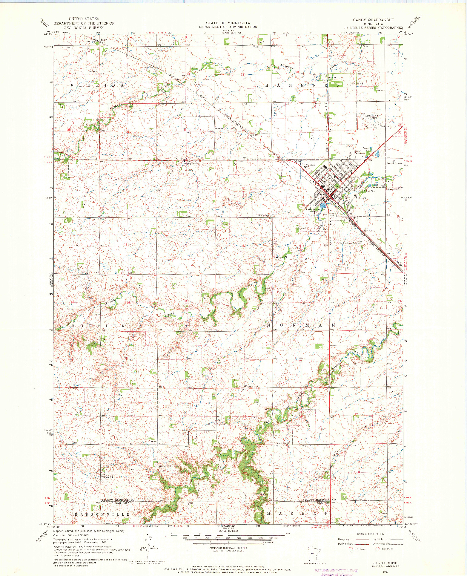 USGS 1:24000-SCALE QUADRANGLE FOR CANBY, MN 1967