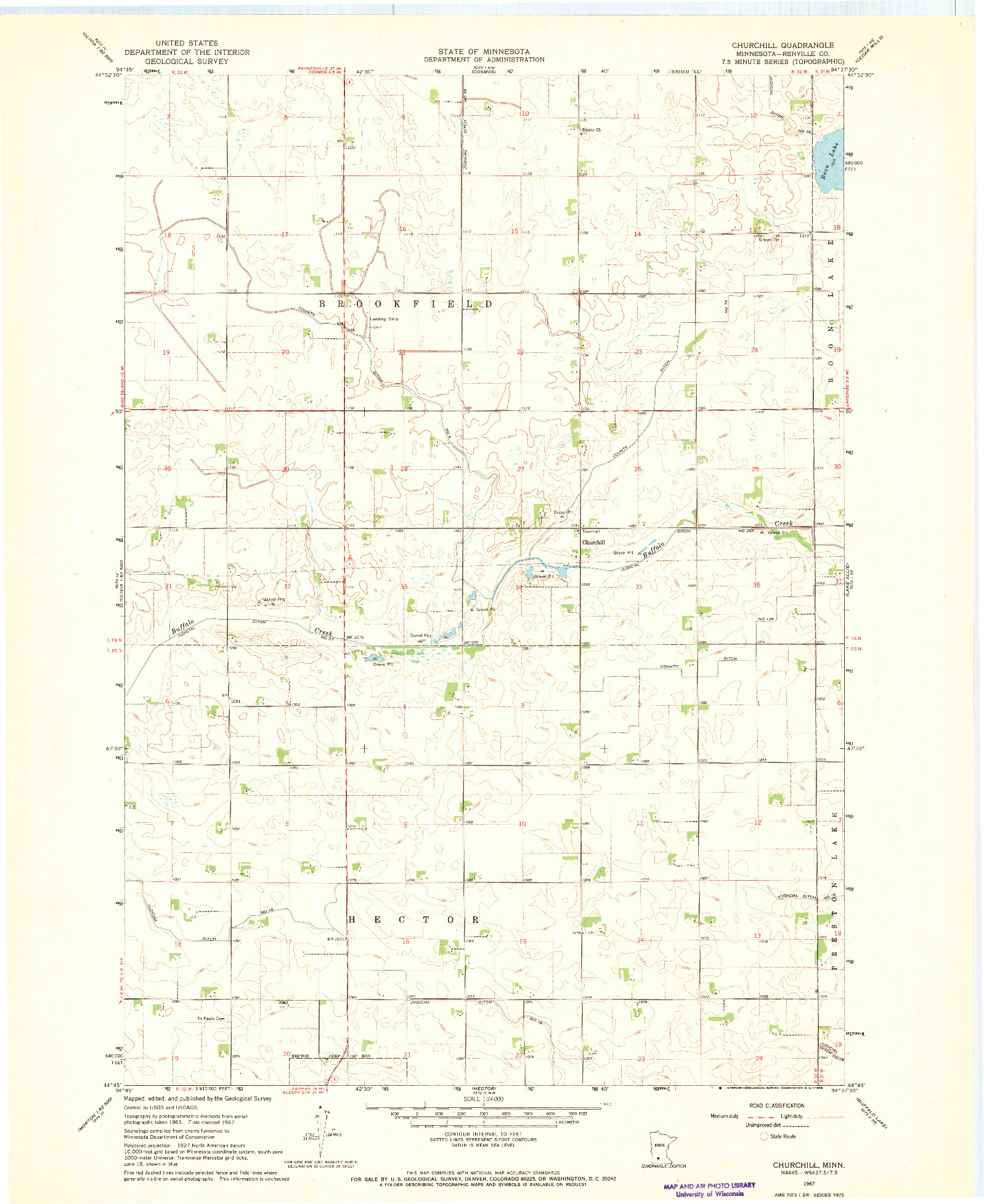 USGS 1:24000-SCALE QUADRANGLE FOR CHURCHILL, MN 1967