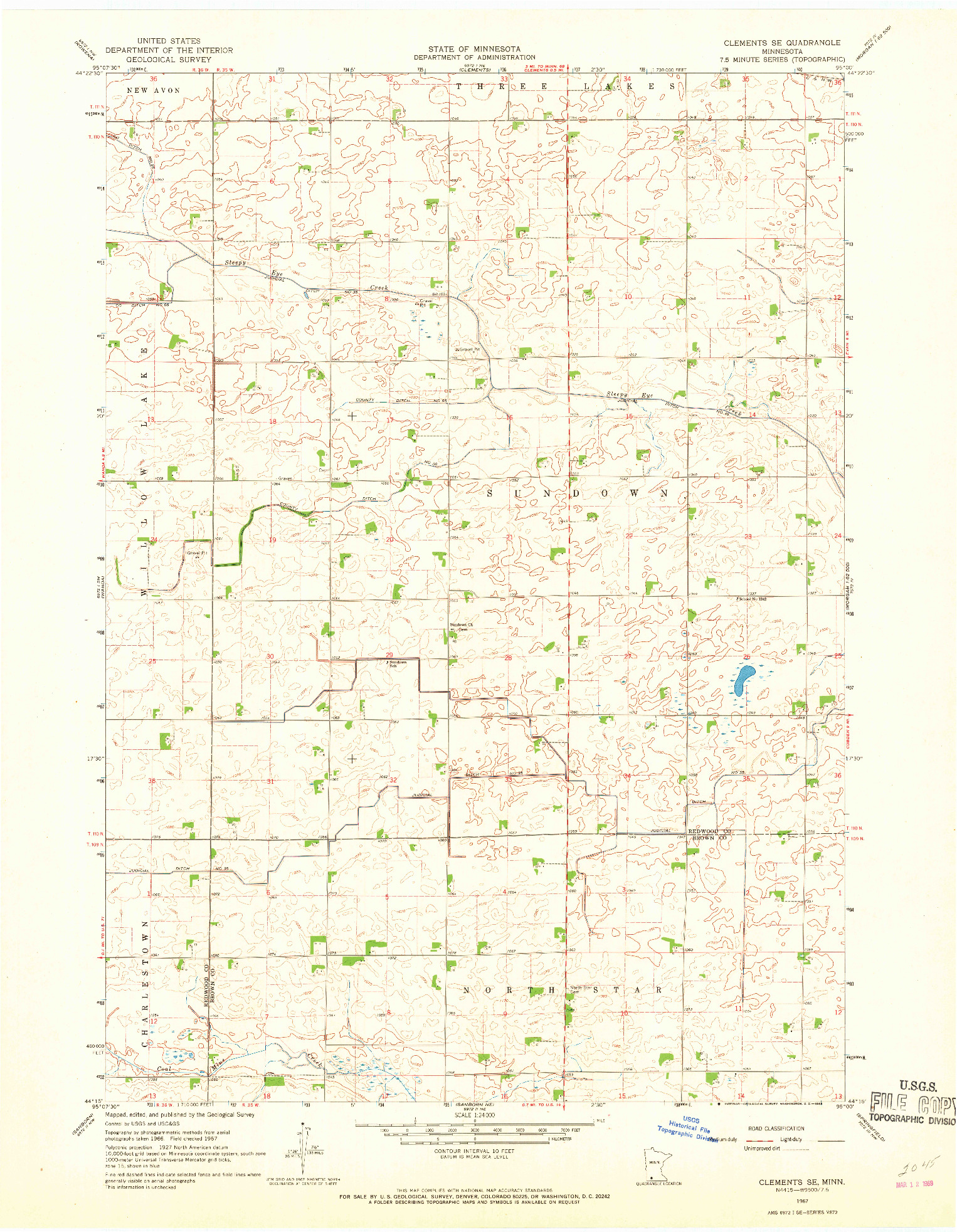 USGS 1:24000-SCALE QUADRANGLE FOR CLEMENTS SE, MN 1967