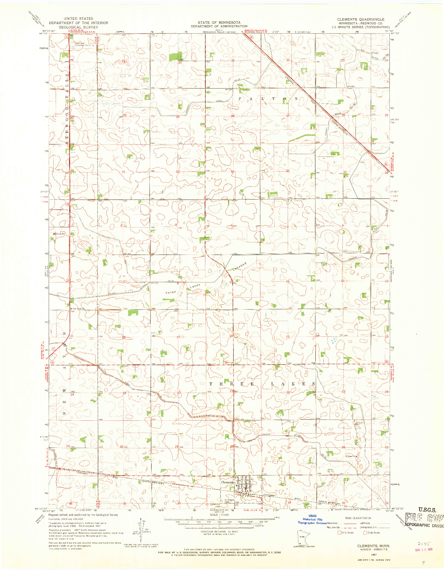 USGS 1:24000-SCALE QUADRANGLE FOR CLEMENTS, MN 1967