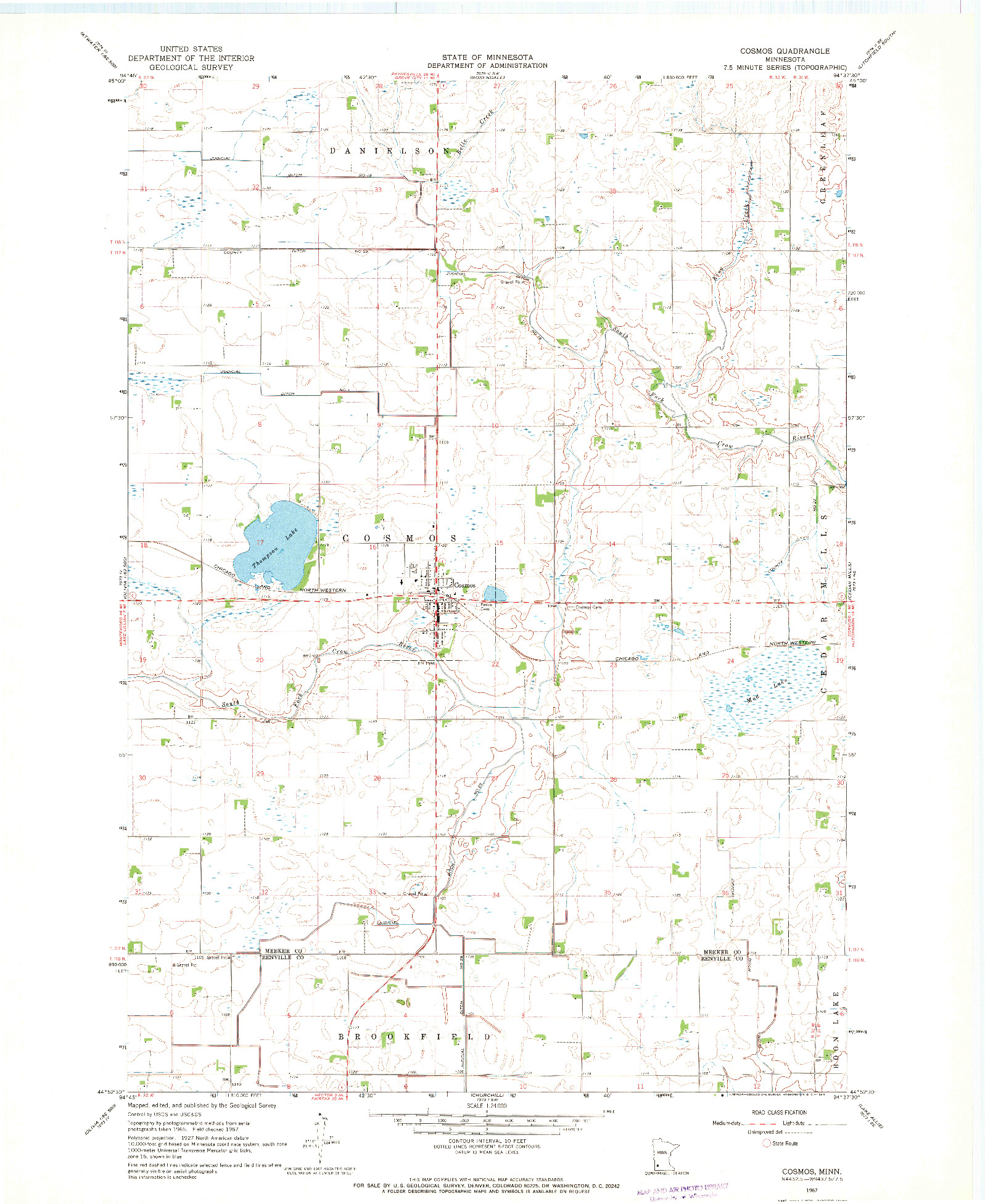 USGS 1:24000-SCALE QUADRANGLE FOR COSMOS, MN 1967