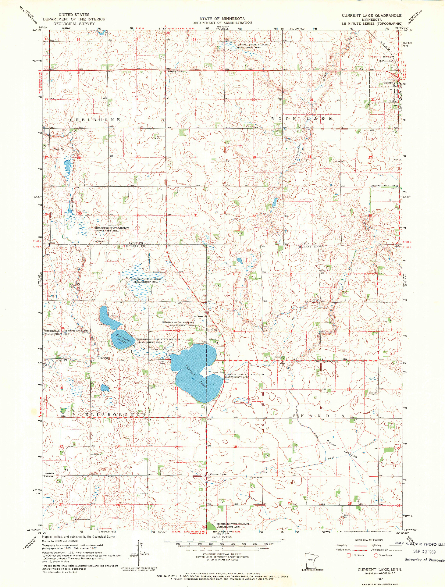 USGS 1:24000-SCALE QUADRANGLE FOR CURRENT LAKE, MN 1967
