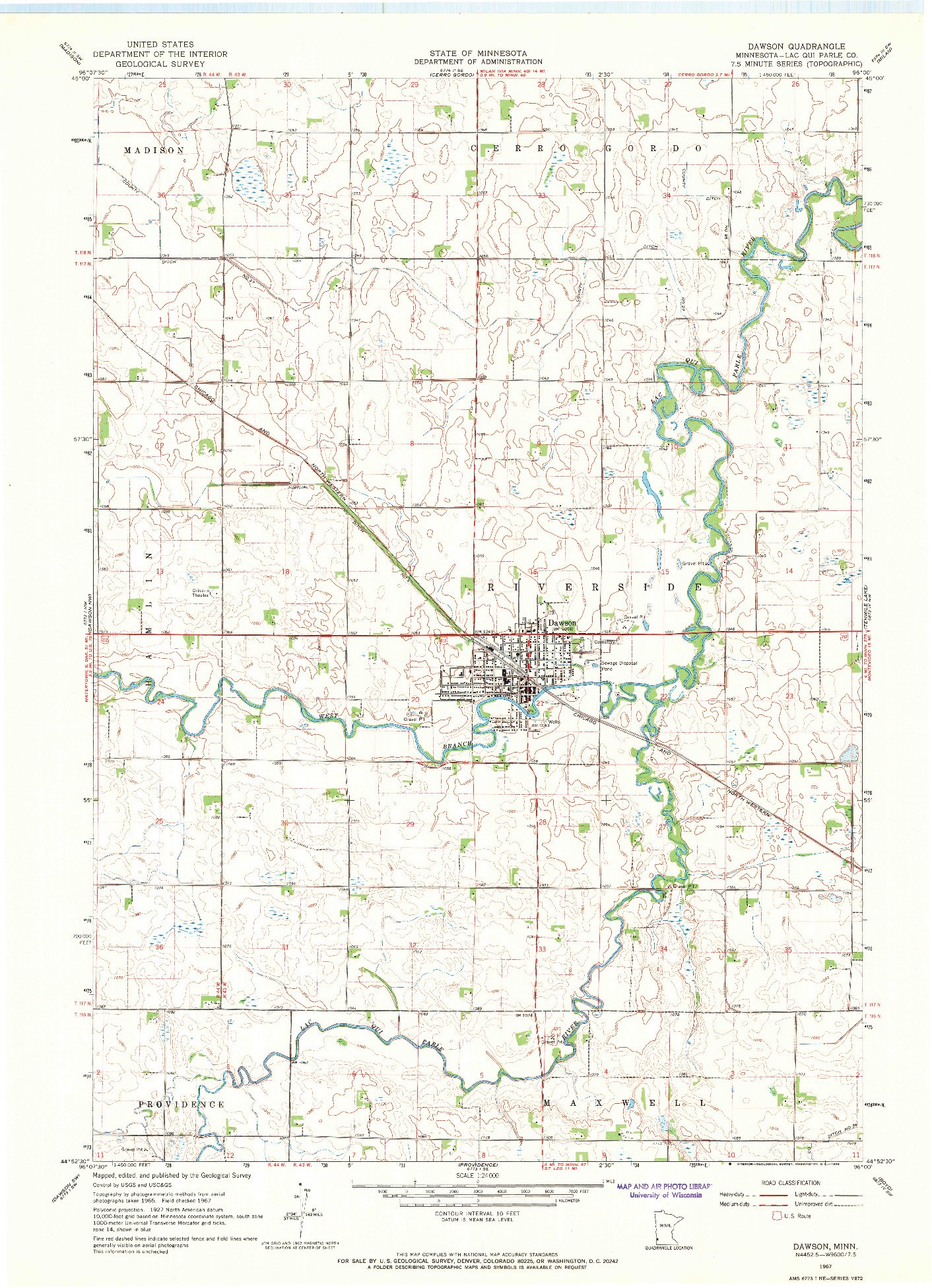 USGS 1:24000-SCALE QUADRANGLE FOR DAWSON, MN 1967