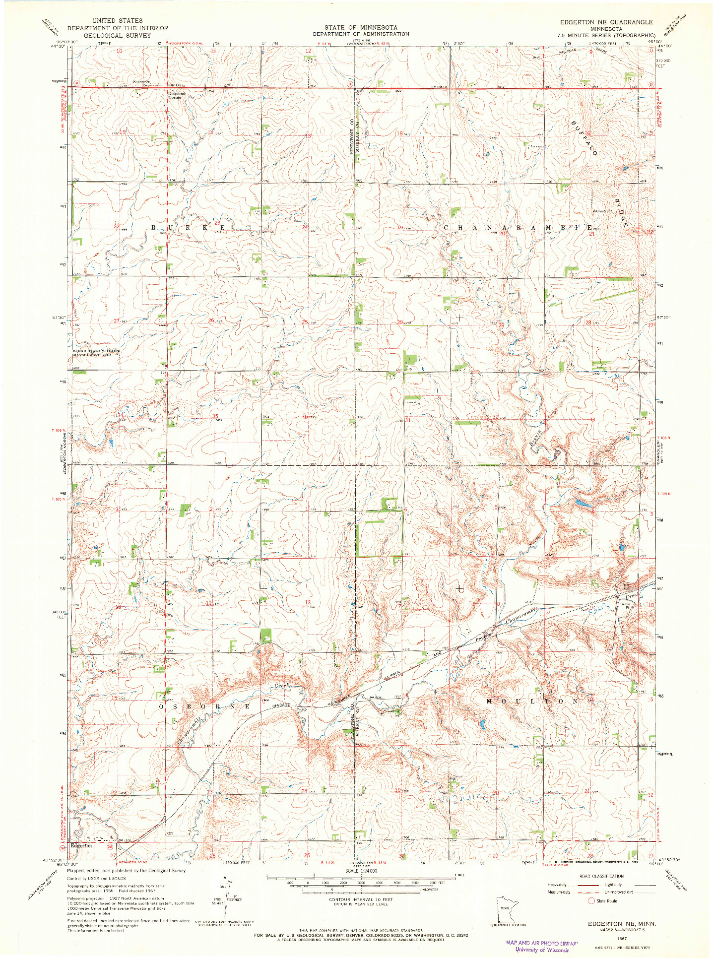 USGS 1:24000-SCALE QUADRANGLE FOR EDGERTON NE, MN 1967