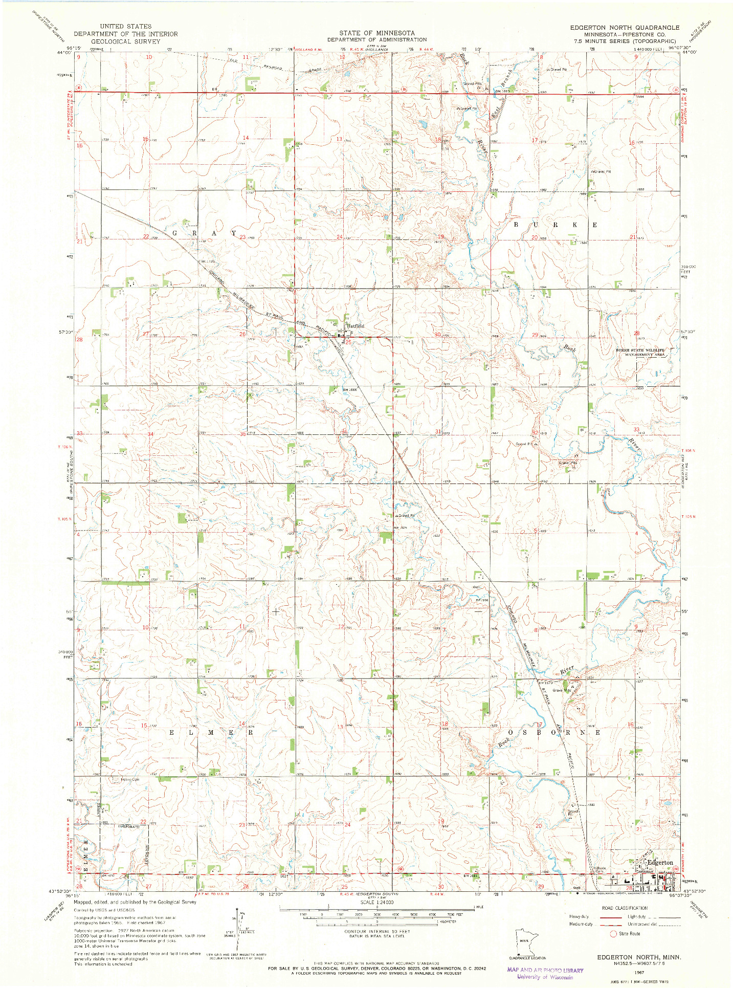 USGS 1:24000-SCALE QUADRANGLE FOR EDGERTON NORTH, MN 1967
