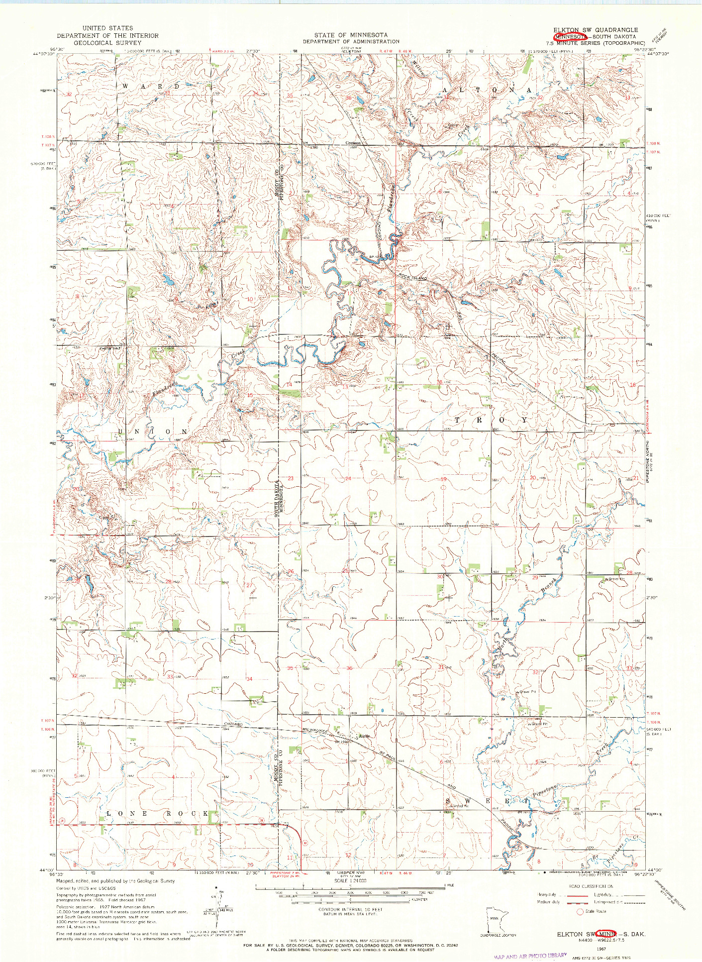 USGS 1:24000-SCALE QUADRANGLE FOR ELKTON SW, MN 1967