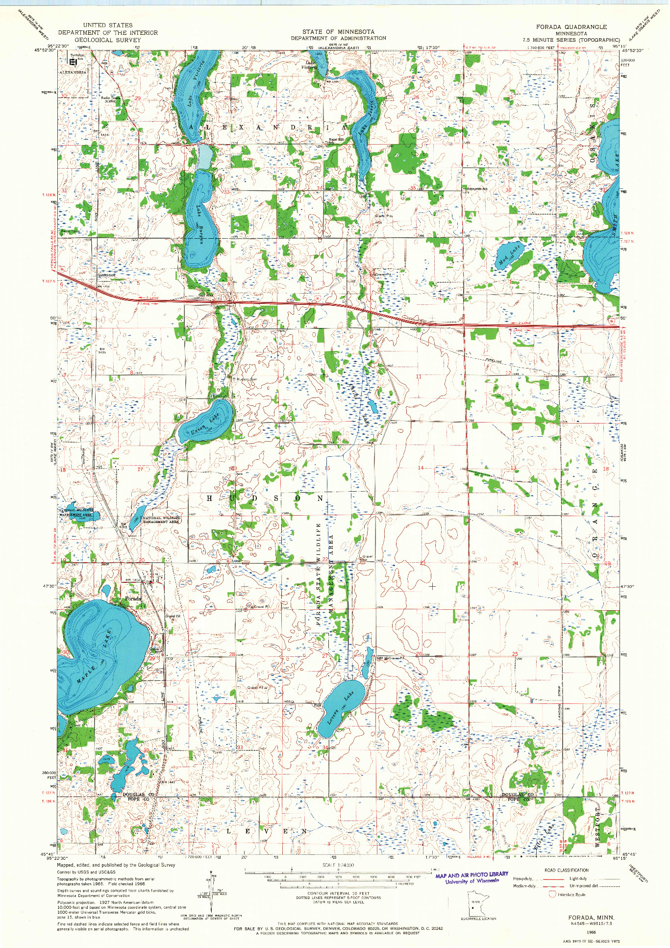 USGS 1:24000-SCALE QUADRANGLE FOR FORADA, MN 1966