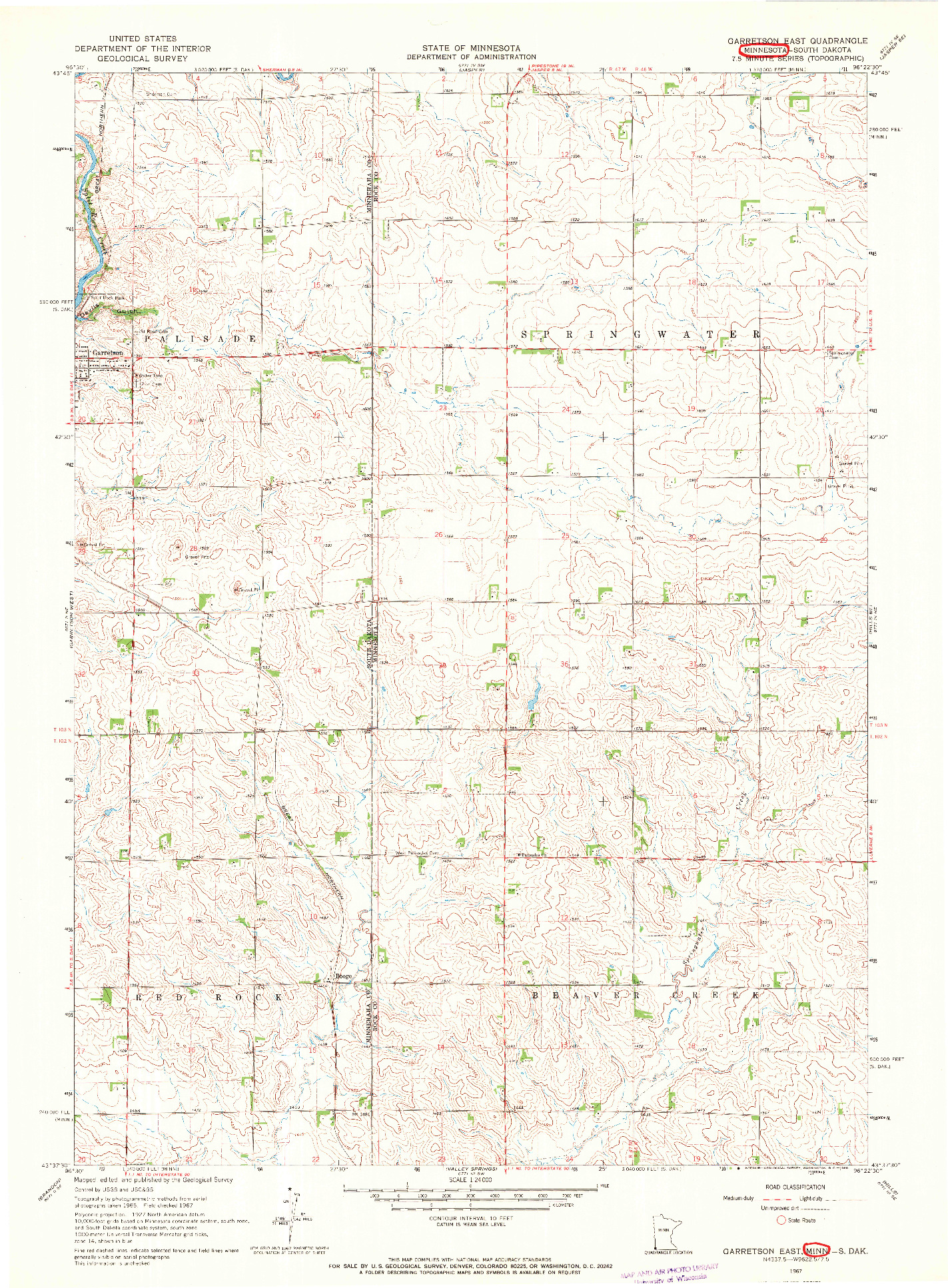 USGS 1:24000-SCALE QUADRANGLE FOR GARRETSON EAST, MN 1967