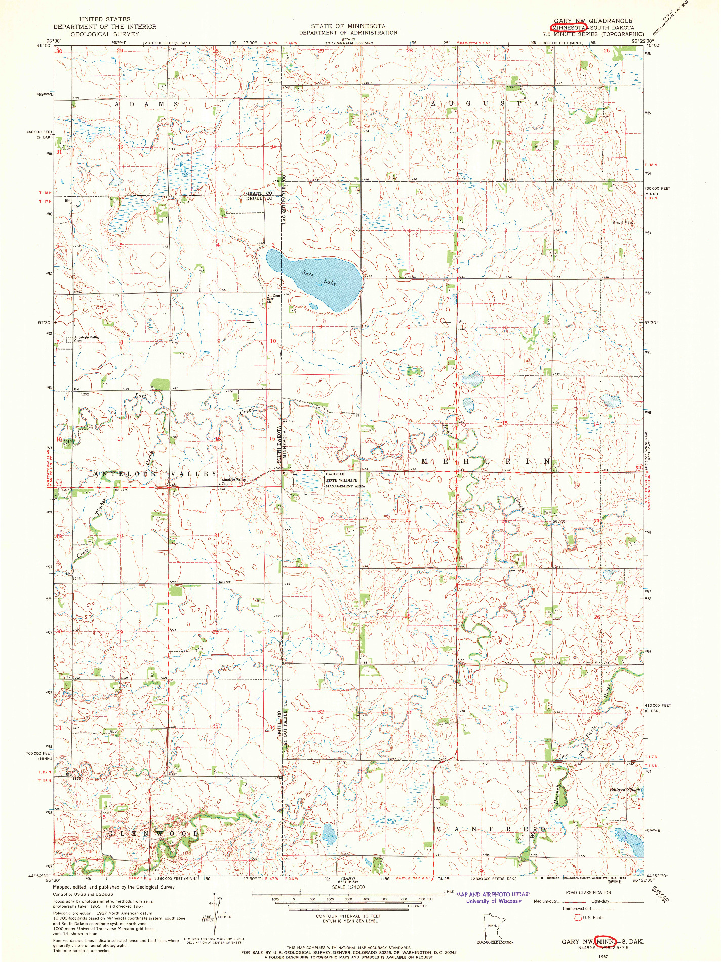 USGS 1:24000-SCALE QUADRANGLE FOR GARY NW, MN 1967