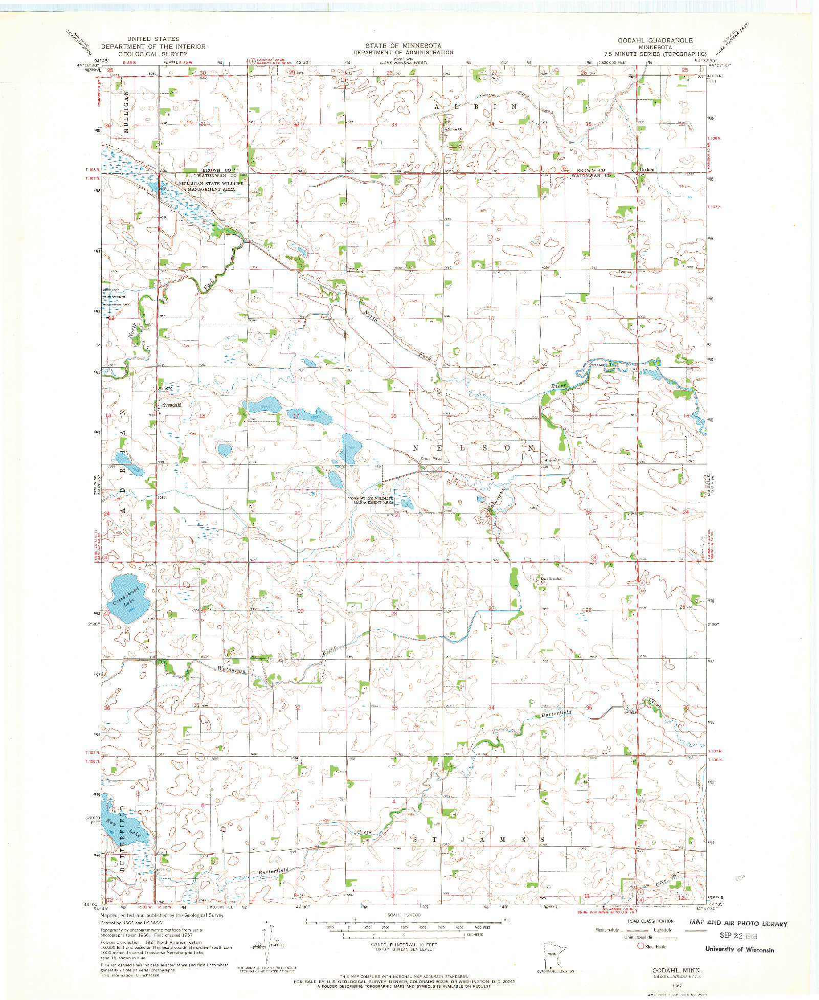 USGS 1:24000-SCALE QUADRANGLE FOR GODAHL, MN 1967