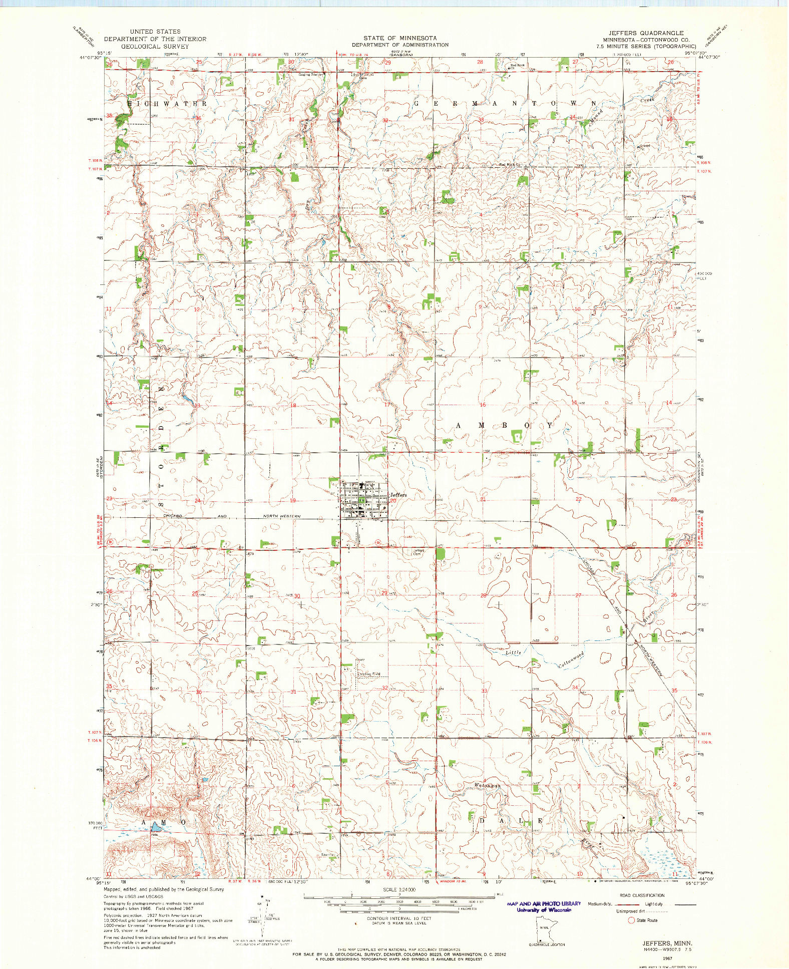 USGS 1:24000-SCALE QUADRANGLE FOR JEFFERS, MN 1967