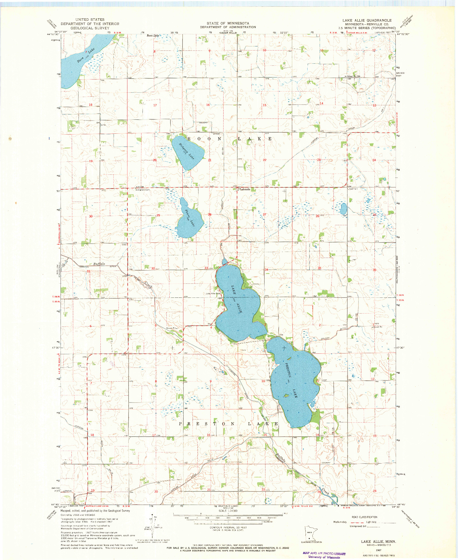 USGS 1:24000-SCALE QUADRANGLE FOR LAKE ALLIE, MN 1967