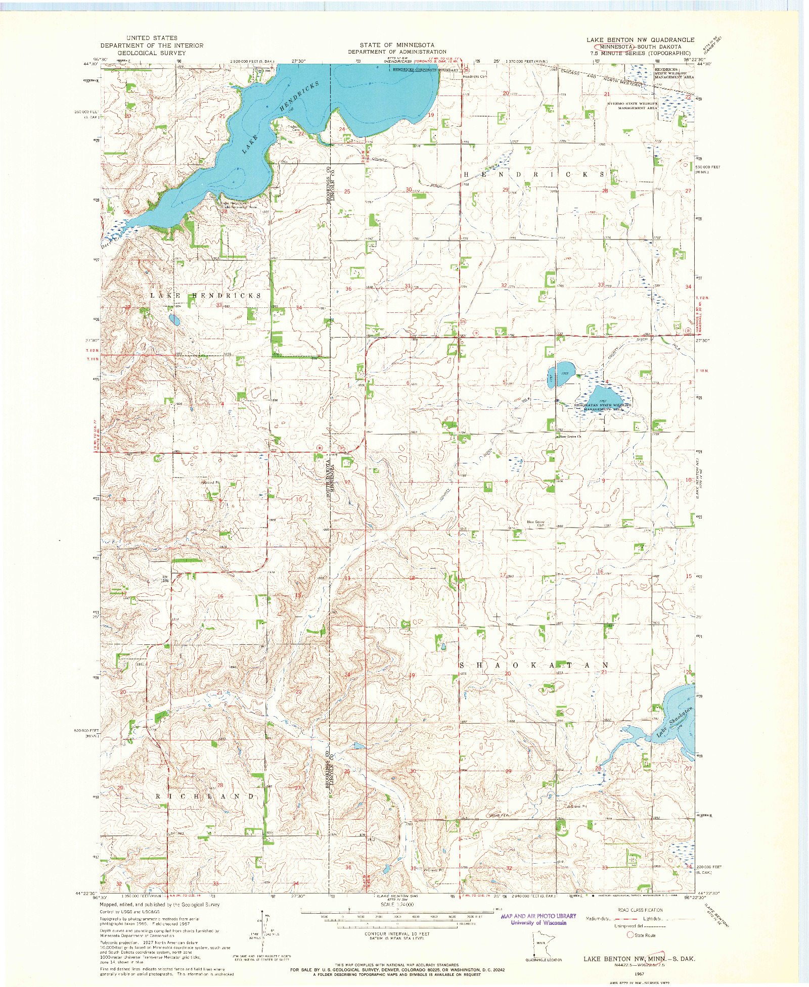 USGS 1:24000-SCALE QUADRANGLE FOR LAKE BENTON NW, MN 1967