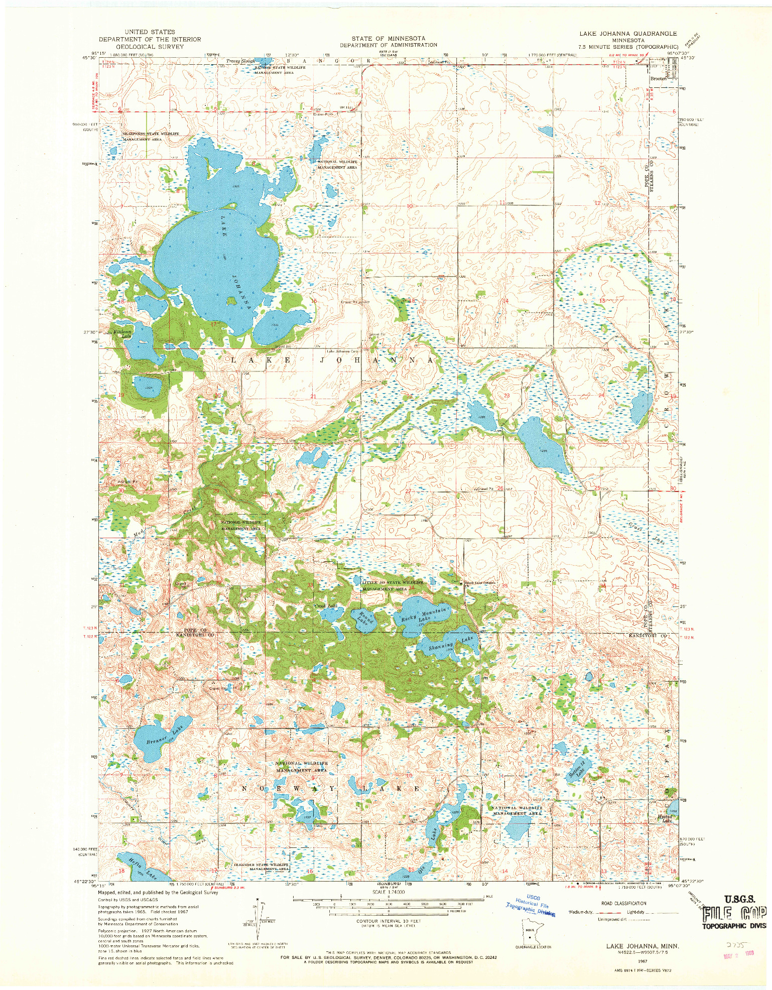 USGS 1:24000-SCALE QUADRANGLE FOR LAKE JOHANNA, MN 1967