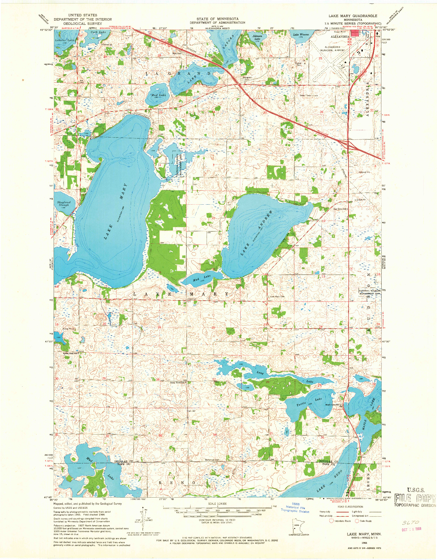 USGS 1:24000-SCALE QUADRANGLE FOR LAKE MARY, MN 1966