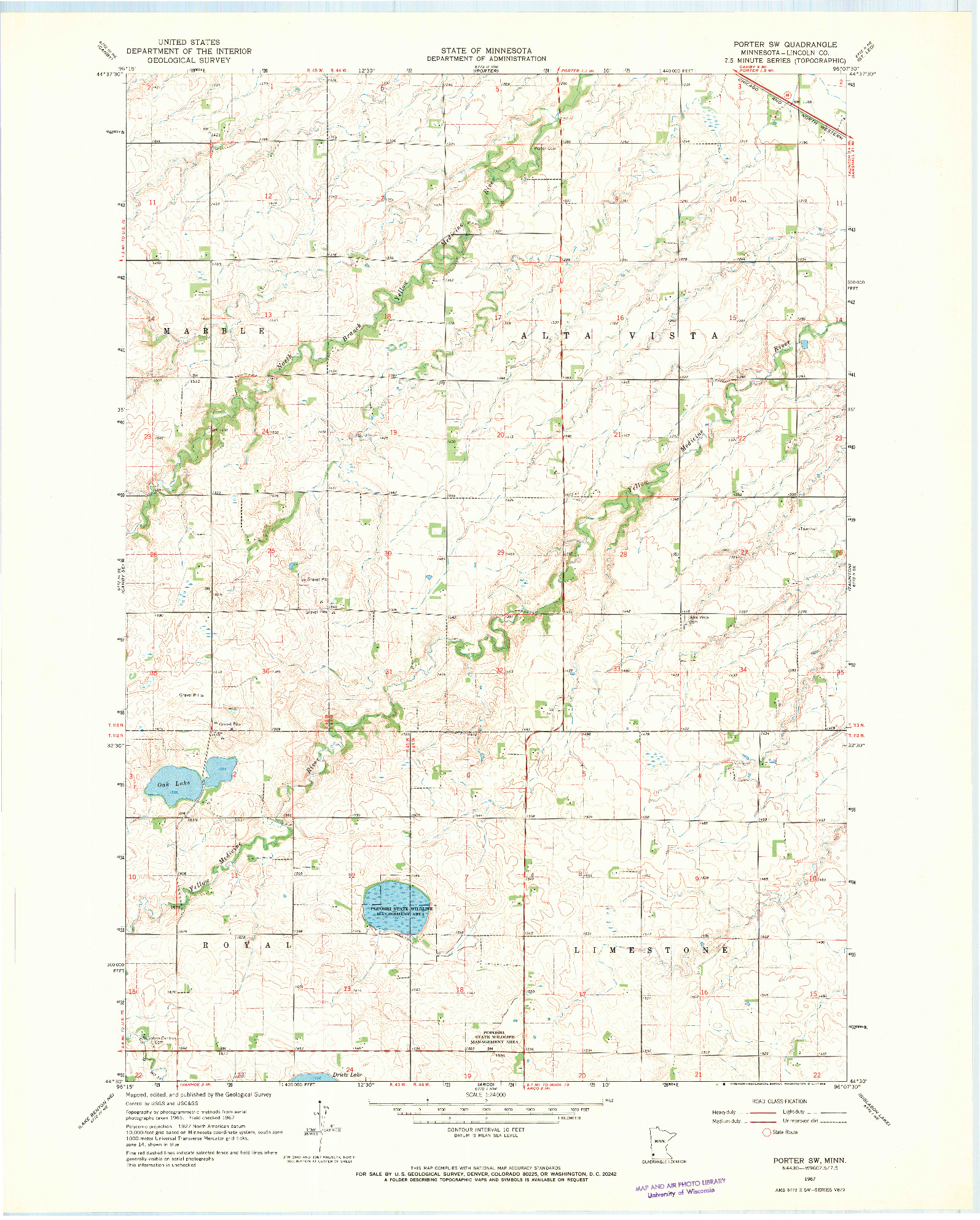 USGS 1:24000-SCALE QUADRANGLE FOR PORTER SW, MN 1967