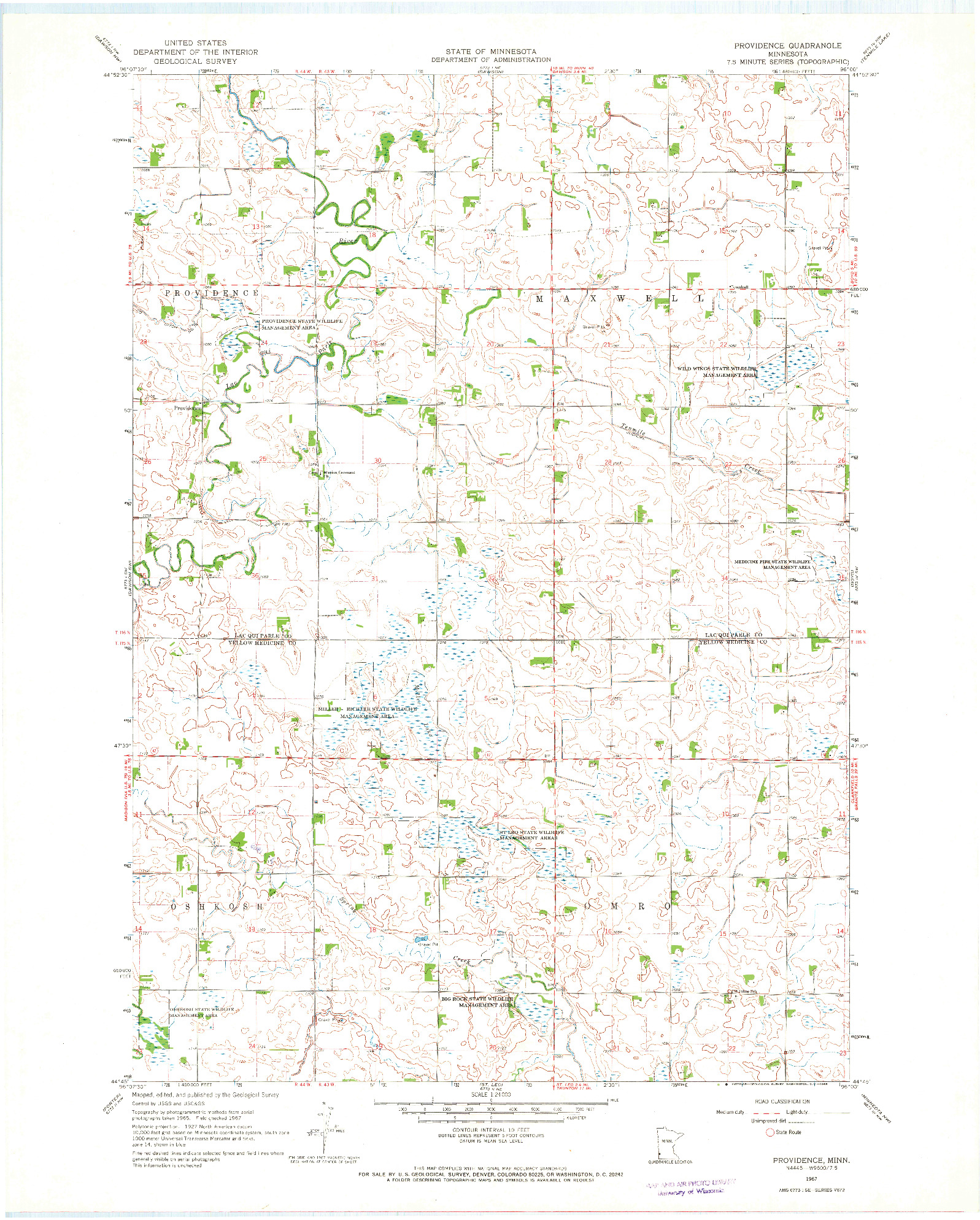 USGS 1:24000-SCALE QUADRANGLE FOR PROVIDENCE, MN 1967