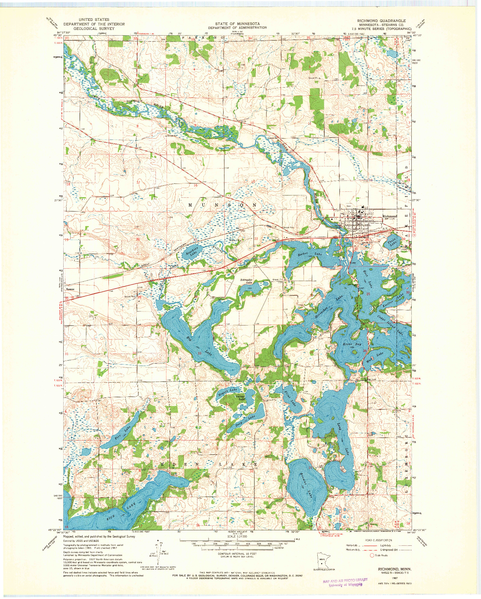 USGS 1:24000-SCALE QUADRANGLE FOR RICHMOND, MN 1967