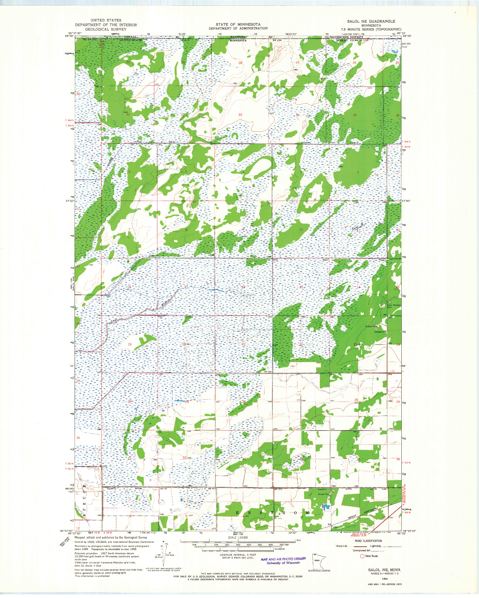 USGS 1:24000-SCALE QUADRANGLE FOR SALOL NE, MN 1966