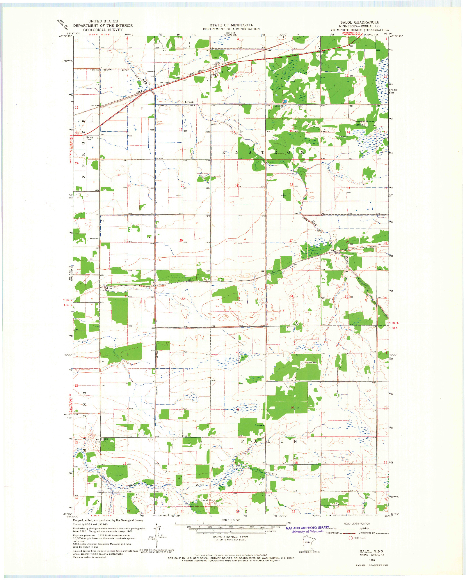 USGS 1:24000-SCALE QUADRANGLE FOR SALOL, MN 1966