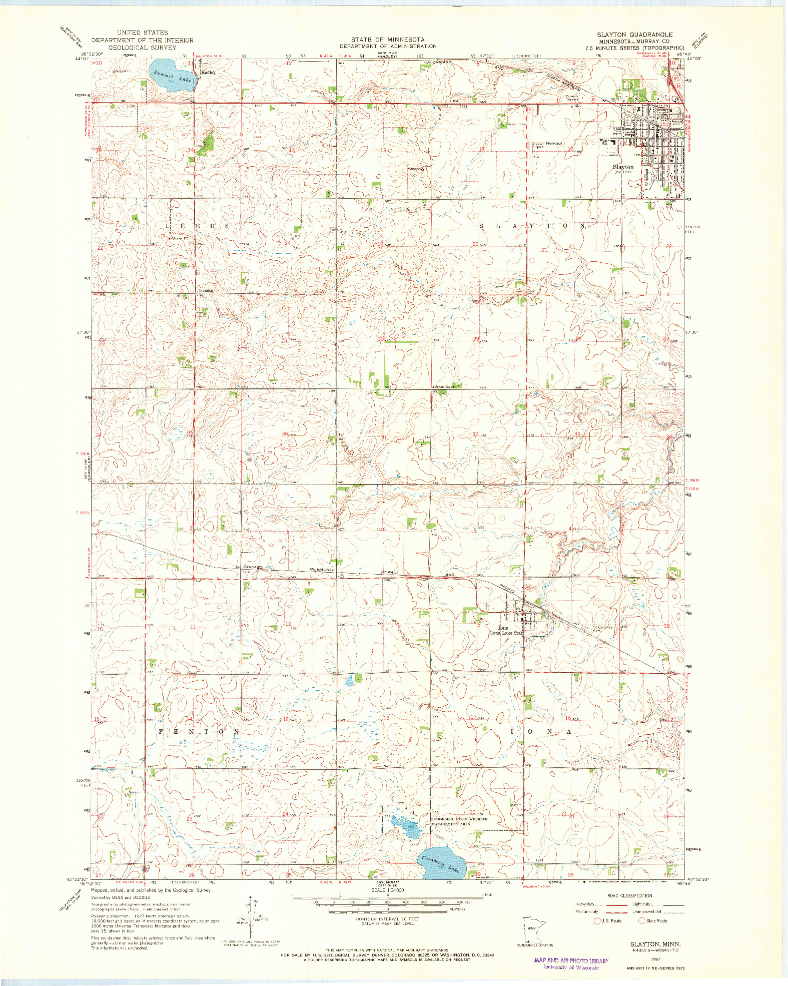 USGS 1:24000-SCALE QUADRANGLE FOR SLAYTON, MN 1967