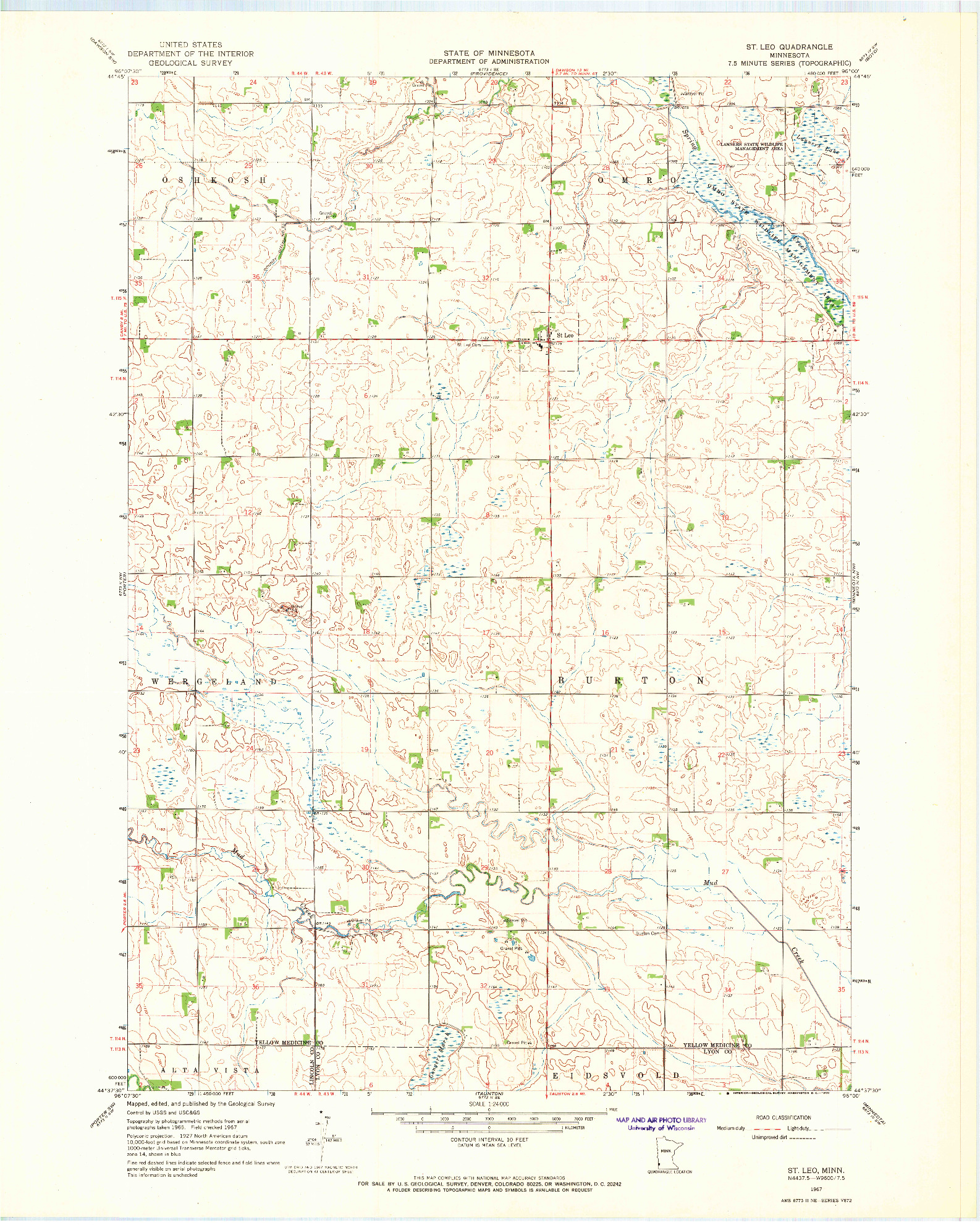 USGS 1:24000-SCALE QUADRANGLE FOR ST LEO, MN 1967
