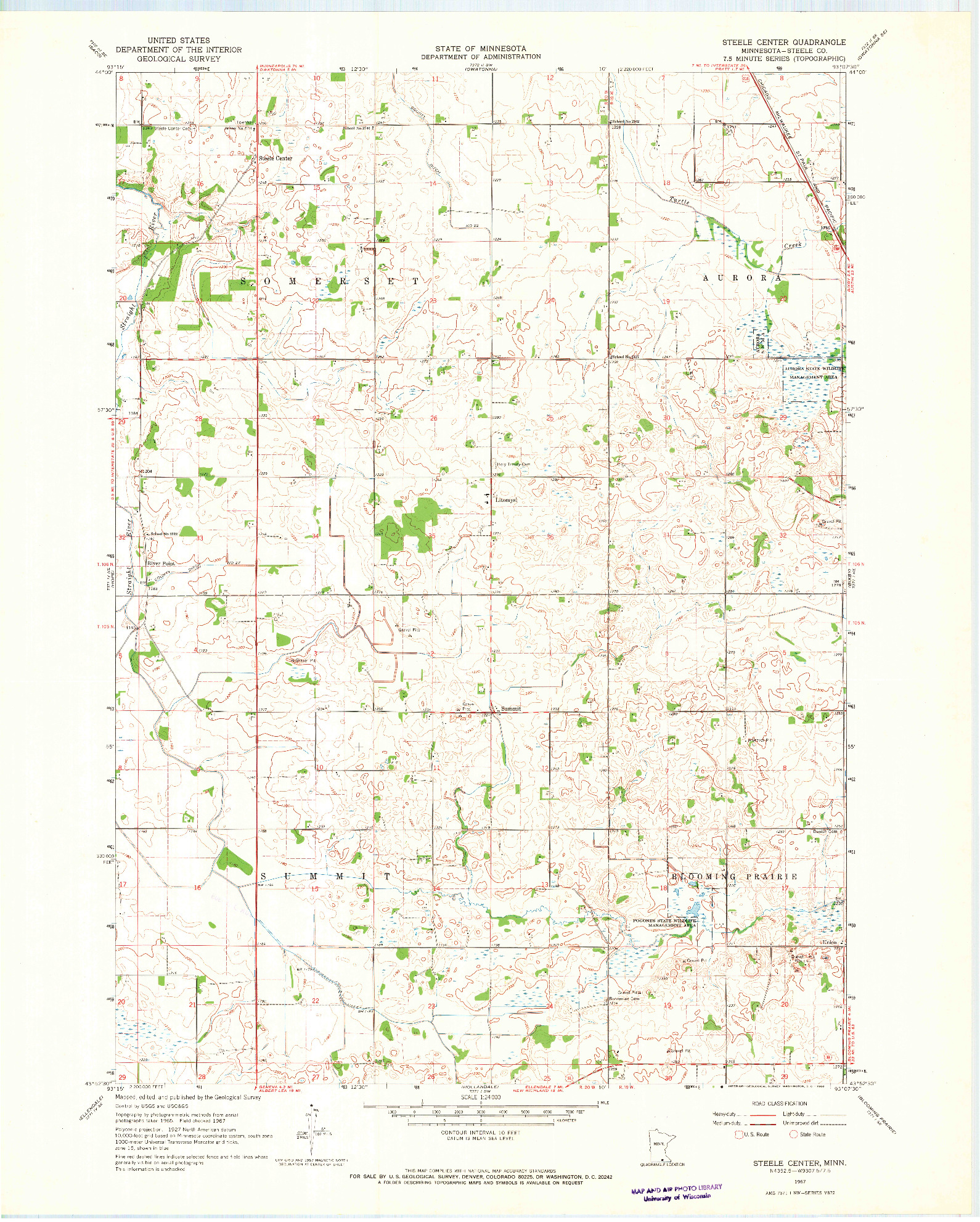 USGS 1:24000-SCALE QUADRANGLE FOR STEELE CENTER, MN 1967