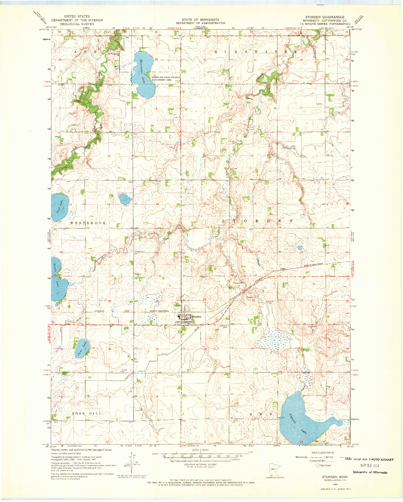 USGS 1:24000-SCALE QUADRANGLE FOR STORDEN, MN 1967