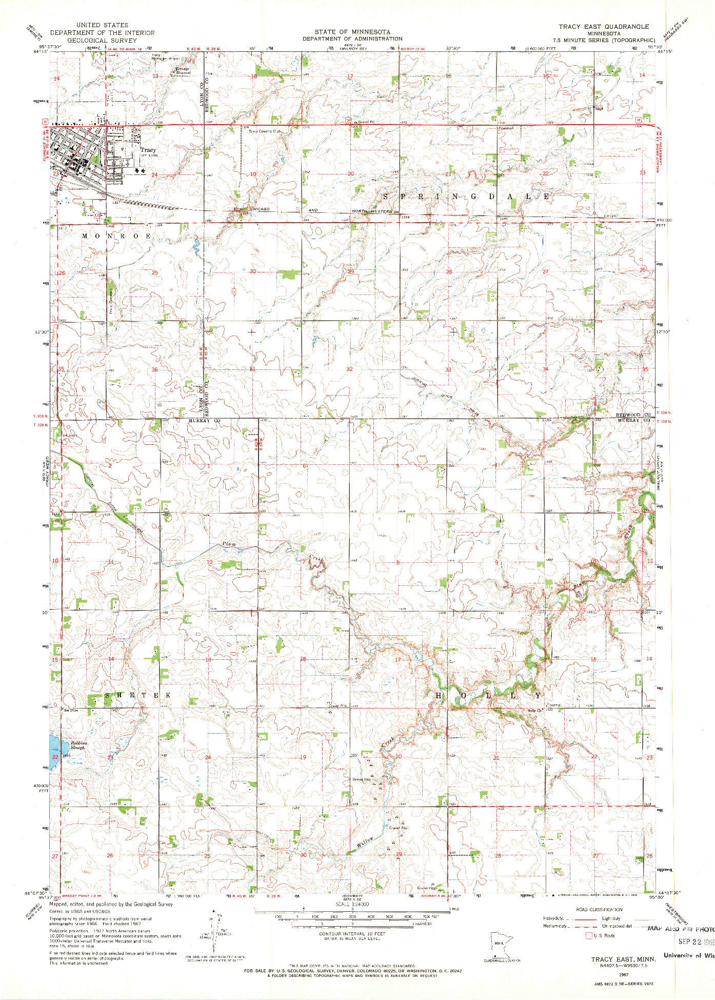 USGS 1:24000-SCALE QUADRANGLE FOR TRACY EAST, MN 1967