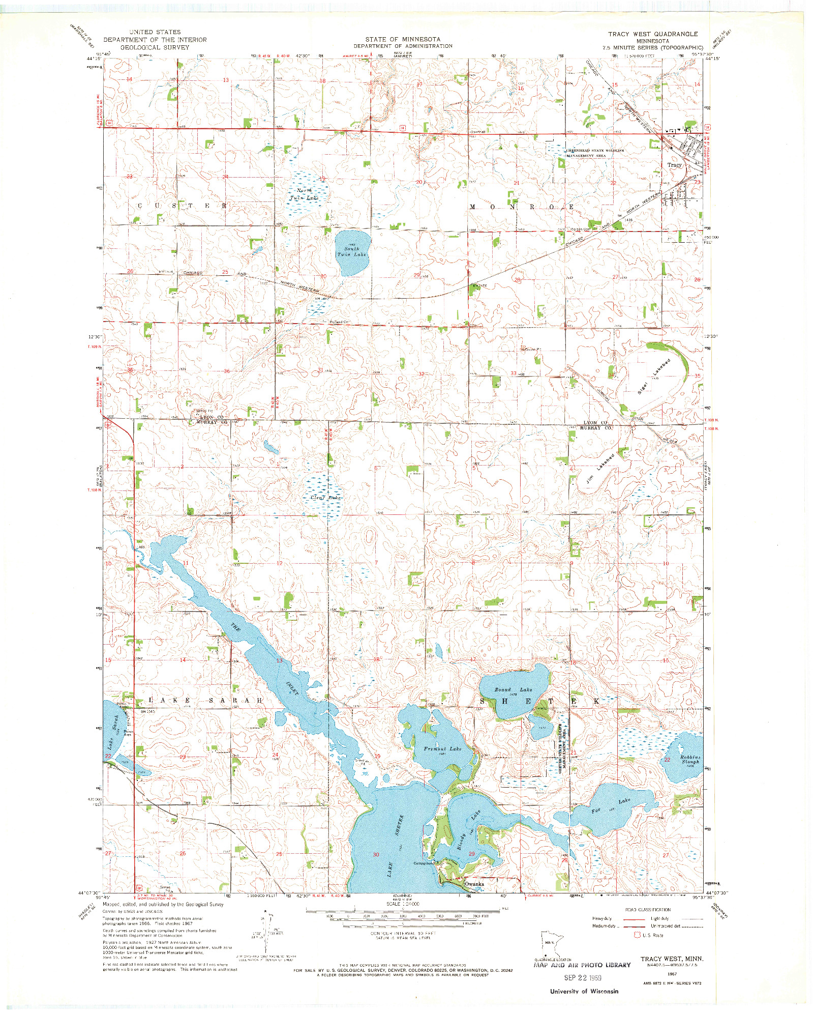 USGS 1:24000-SCALE QUADRANGLE FOR TRACY WEST, MN 1967