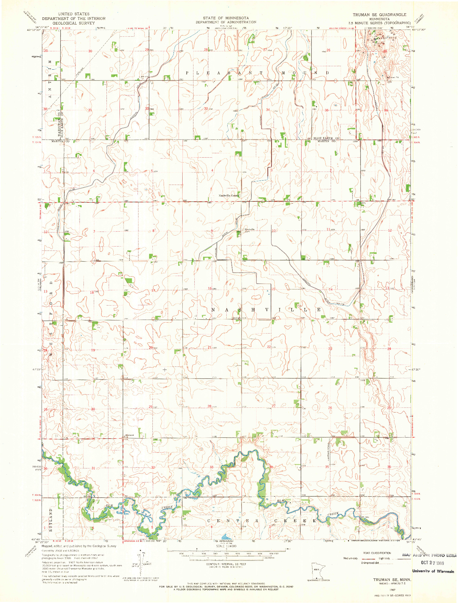 USGS 1:24000-SCALE QUADRANGLE FOR TRUMAN SE, MN 1967