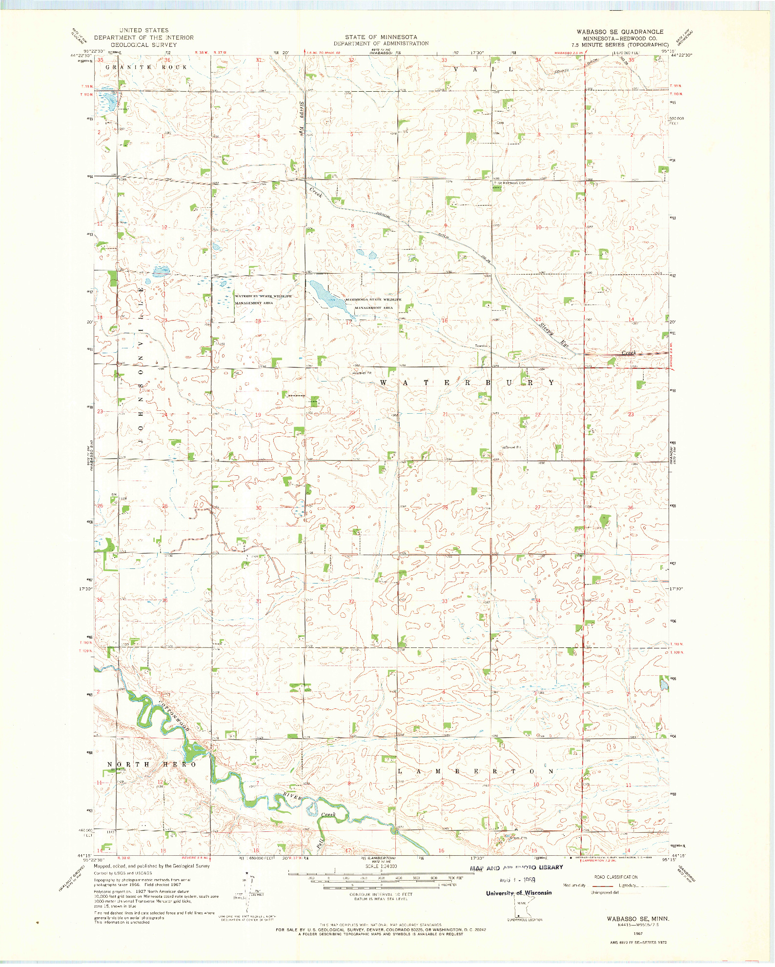 USGS 1:24000-SCALE QUADRANGLE FOR WABASSO SE, MN 1967