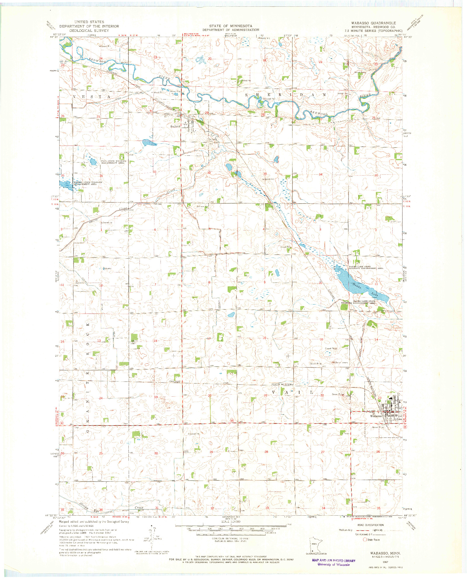 USGS 1:24000-SCALE QUADRANGLE FOR WABASSO, MN 1967