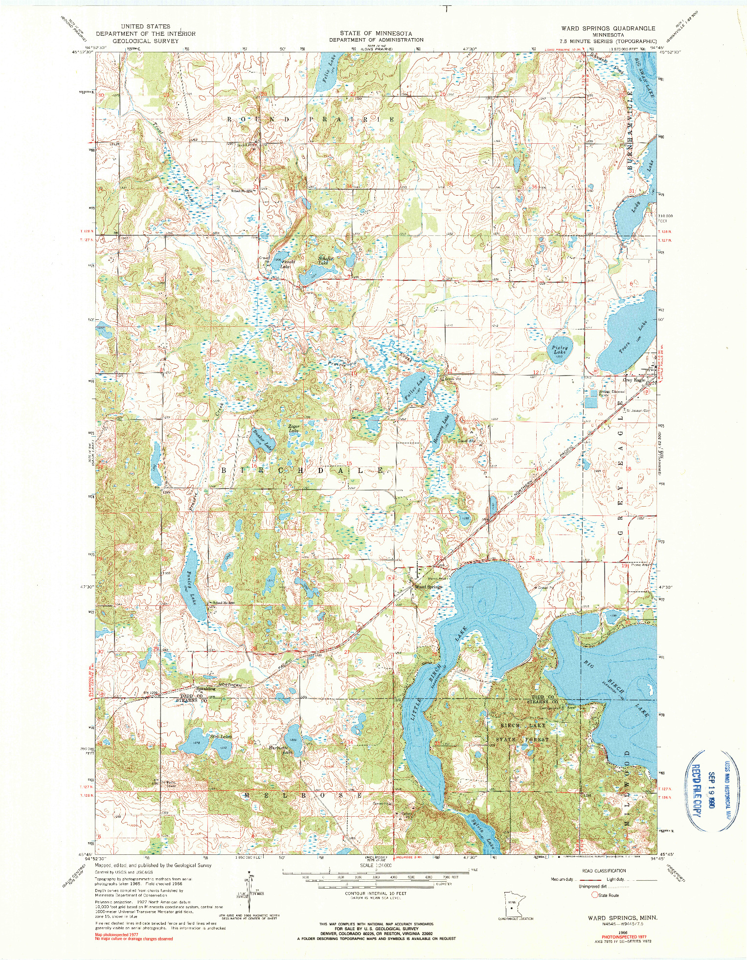 USGS 1:24000-SCALE QUADRANGLE FOR WARD SPRINGS, MN 1966