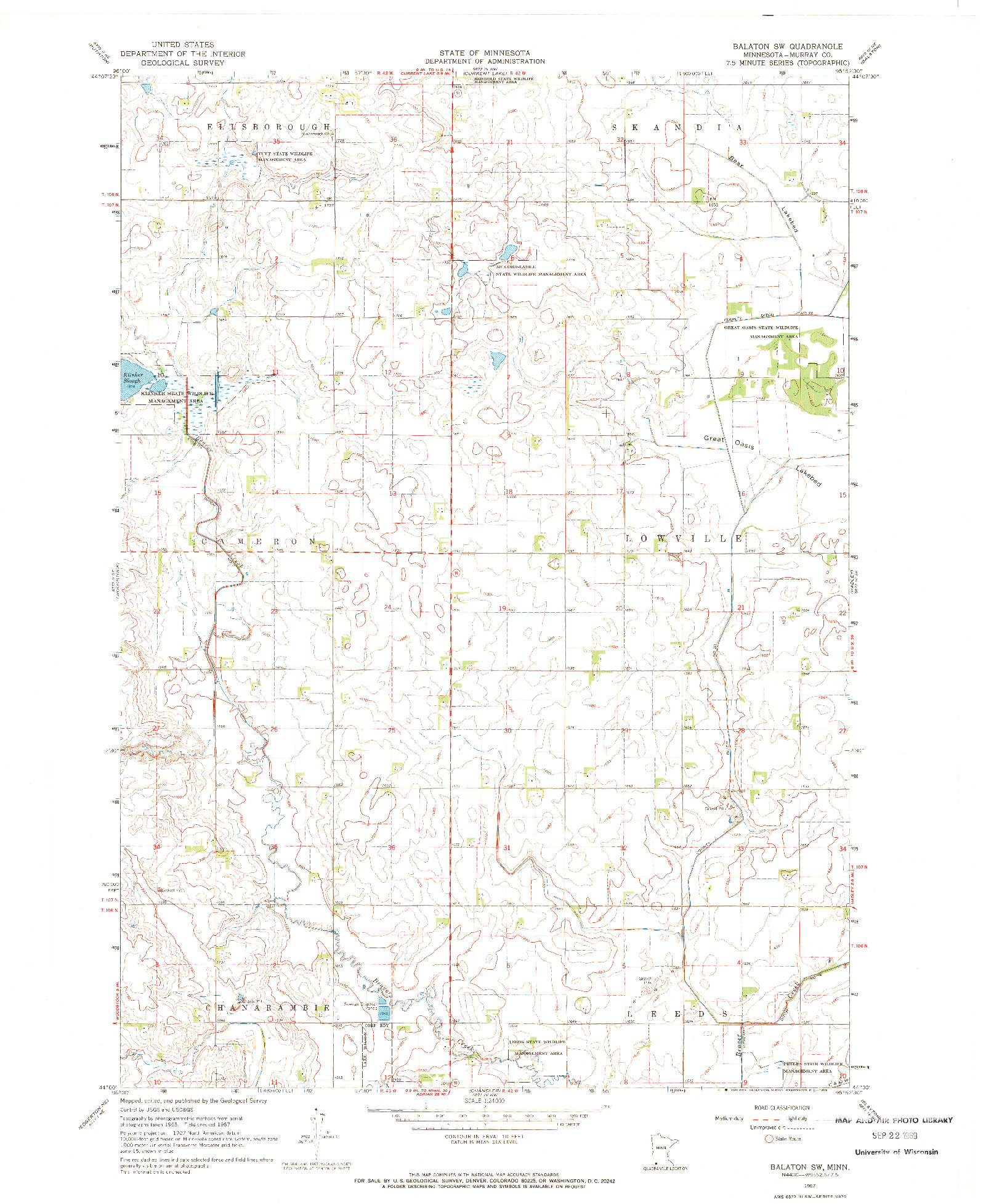 USGS 1:24000-SCALE QUADRANGLE FOR BALATON SW, MN 1967