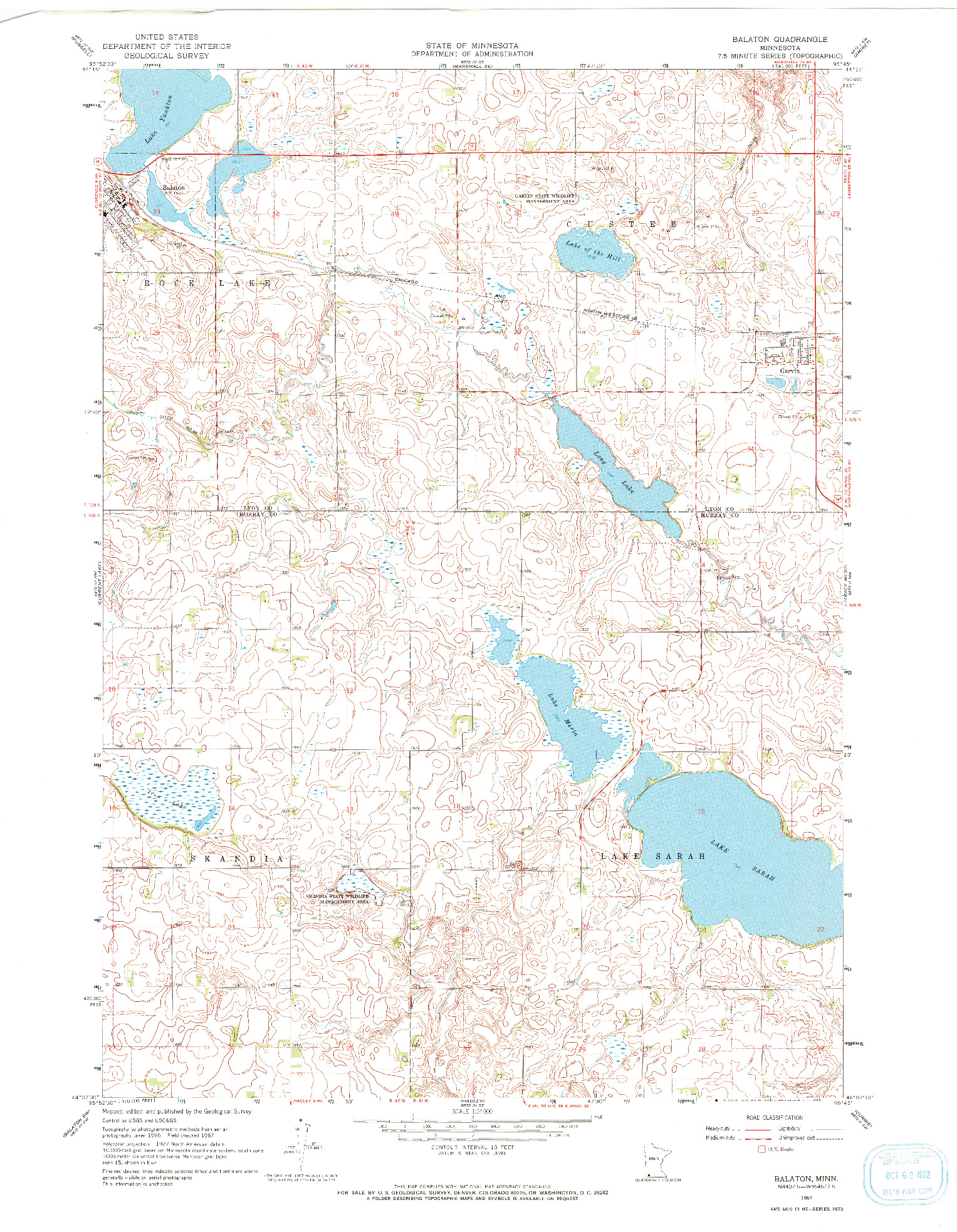 USGS 1:24000-SCALE QUADRANGLE FOR BALATON, MN 1967