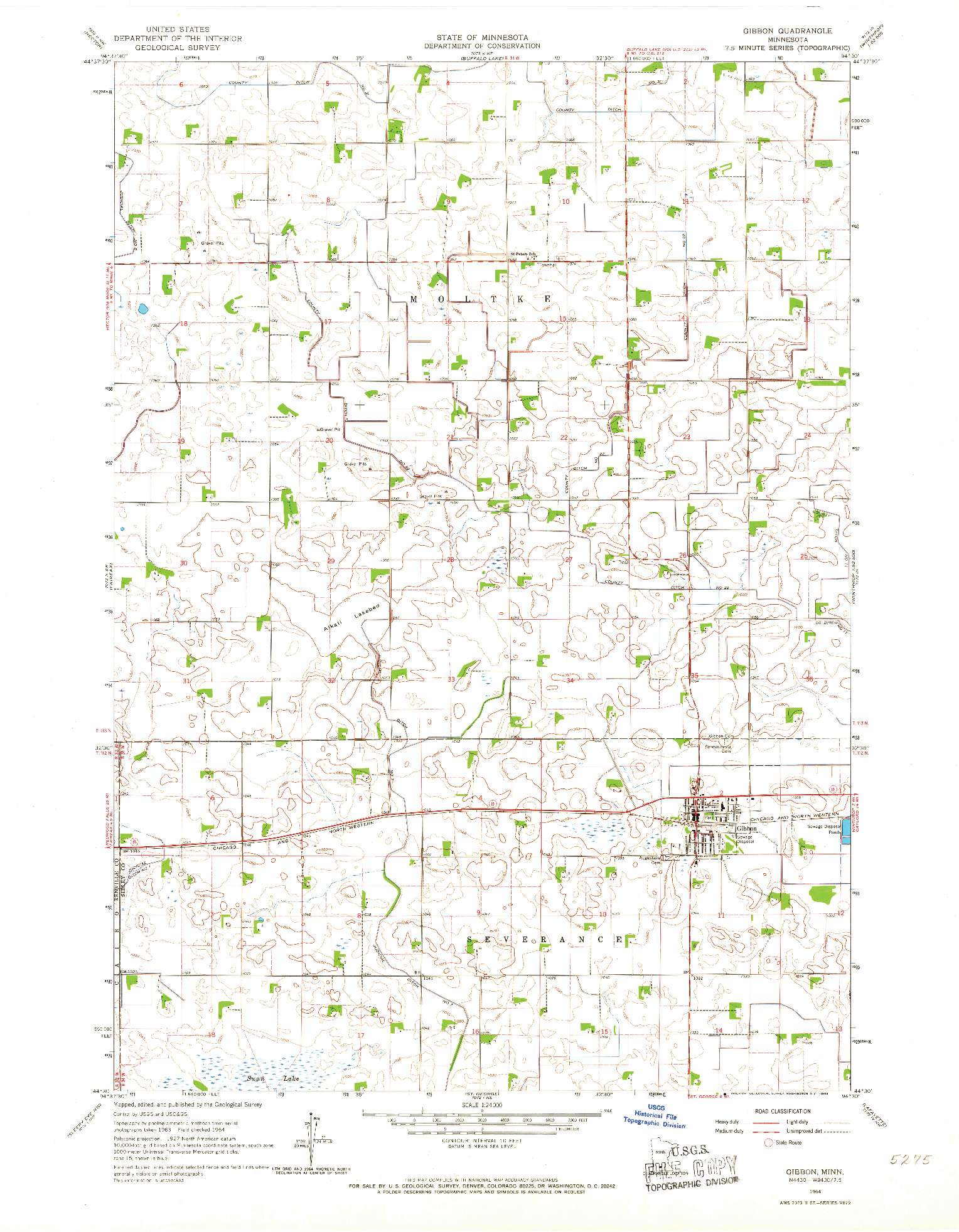 USGS 1:24000-SCALE QUADRANGLE FOR GIBBON, MN 1964