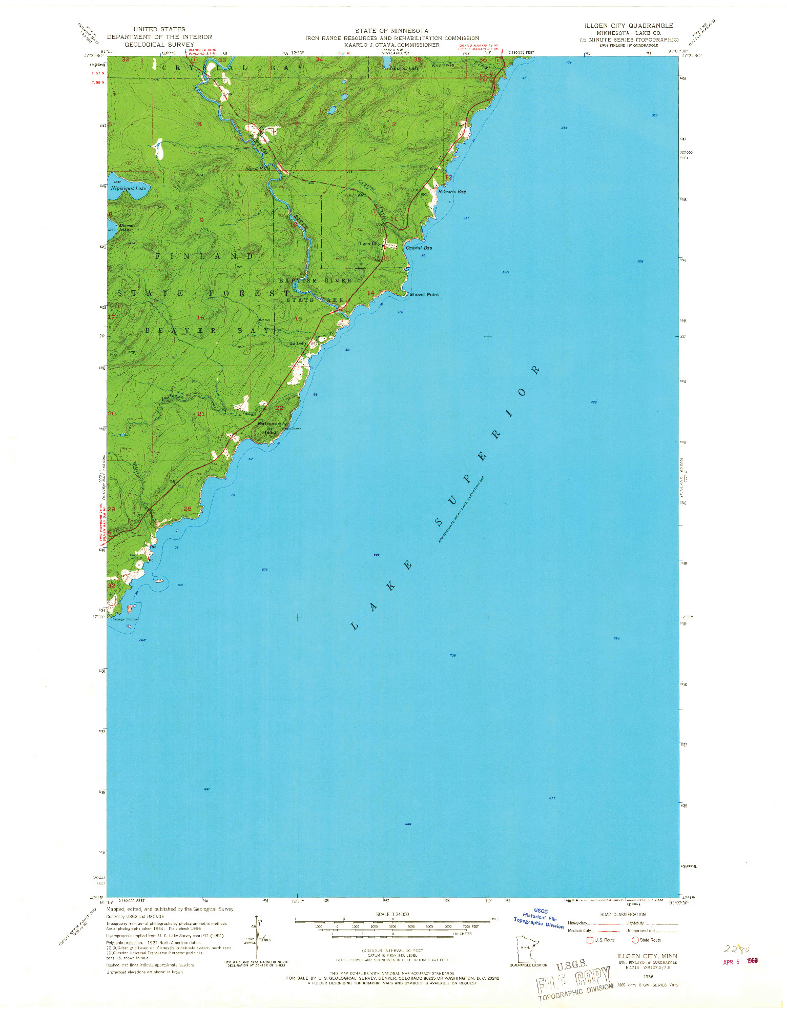 USGS 1:24000-SCALE QUADRANGLE FOR ILLGEN CITY, MN 1956