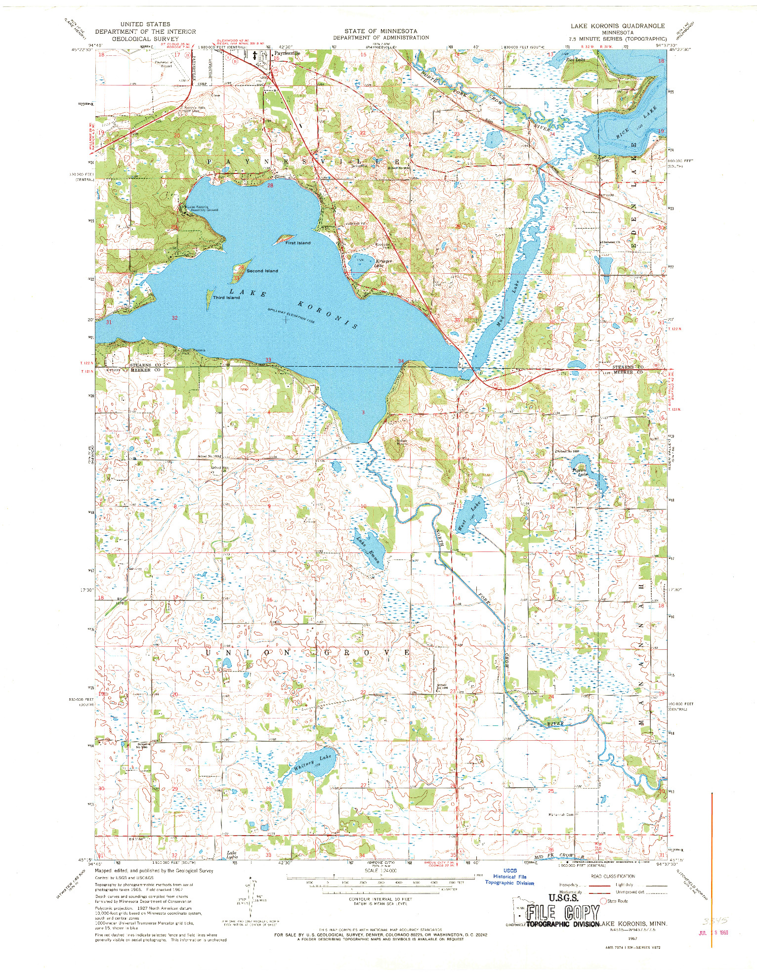 USGS 1:24000-SCALE QUADRANGLE FOR LAKE KORONIS, MN 1967