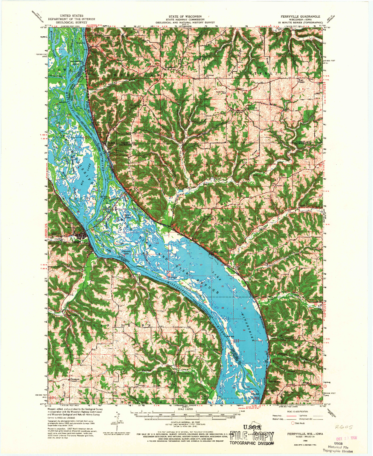 USGS 1:62500-SCALE QUADRANGLE FOR FERRYVILLE, WI 1966